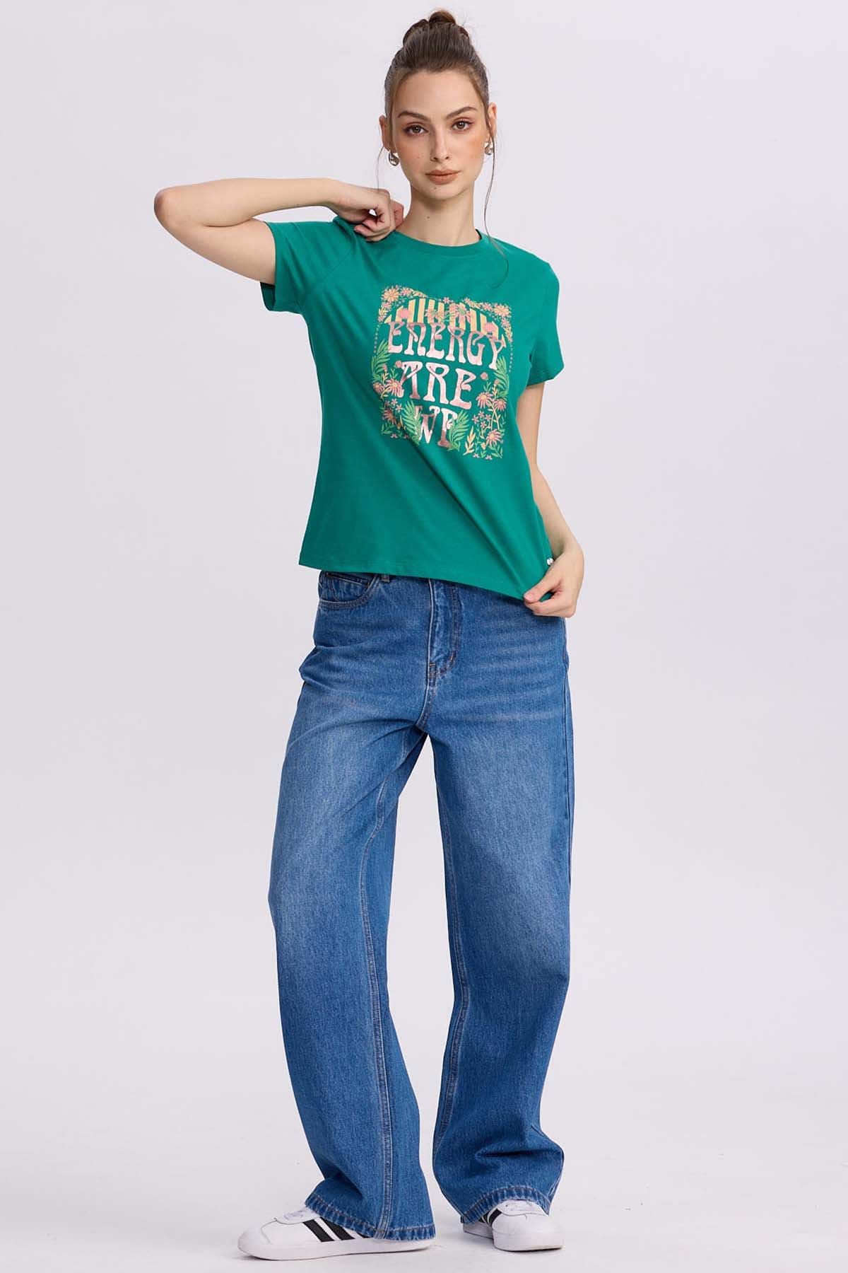 Polera Mujer Básica Print Verde Esmeralda - Image 4