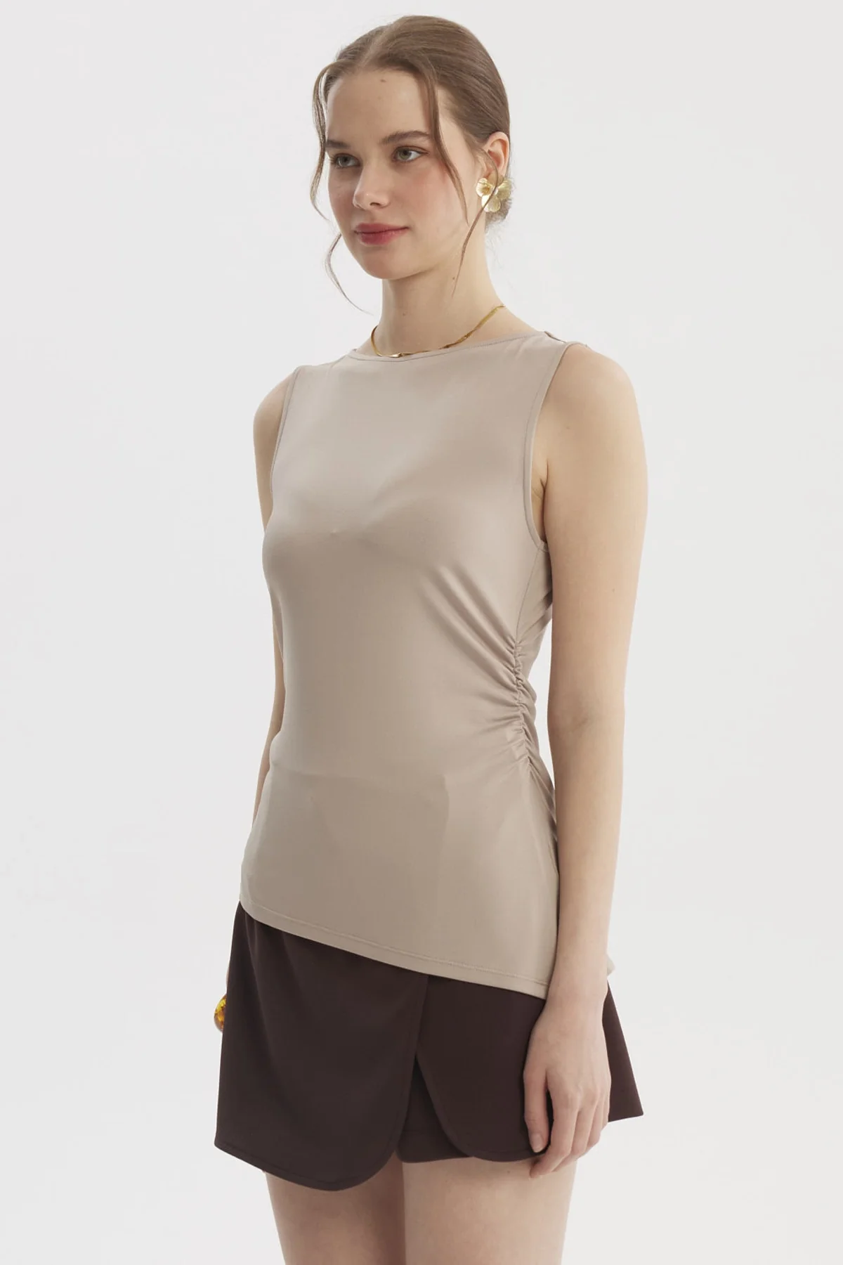 Polera Mujer Basta Asimétrica Beige Claro - Image 2