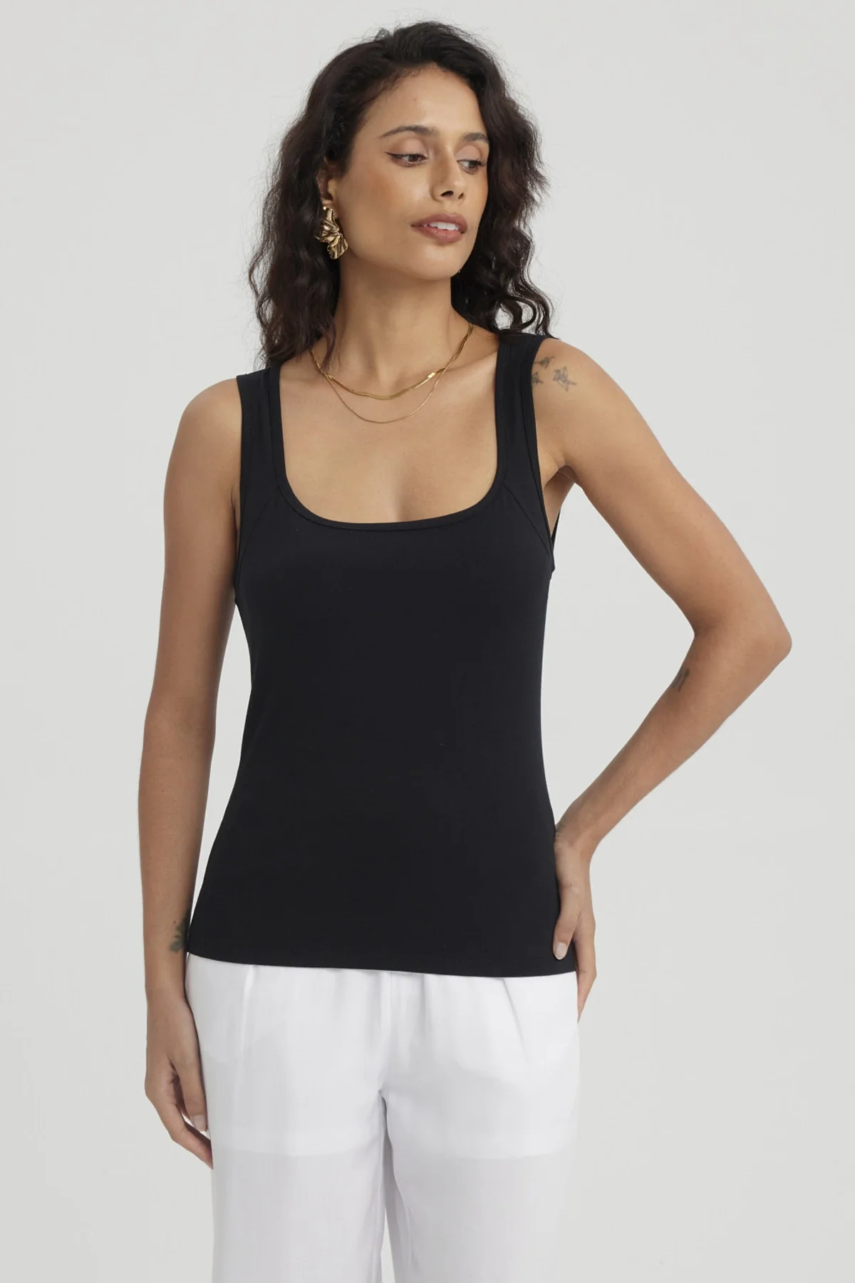 Polera Mujer Bipack Lisa Blanco / Negro - Image 2
