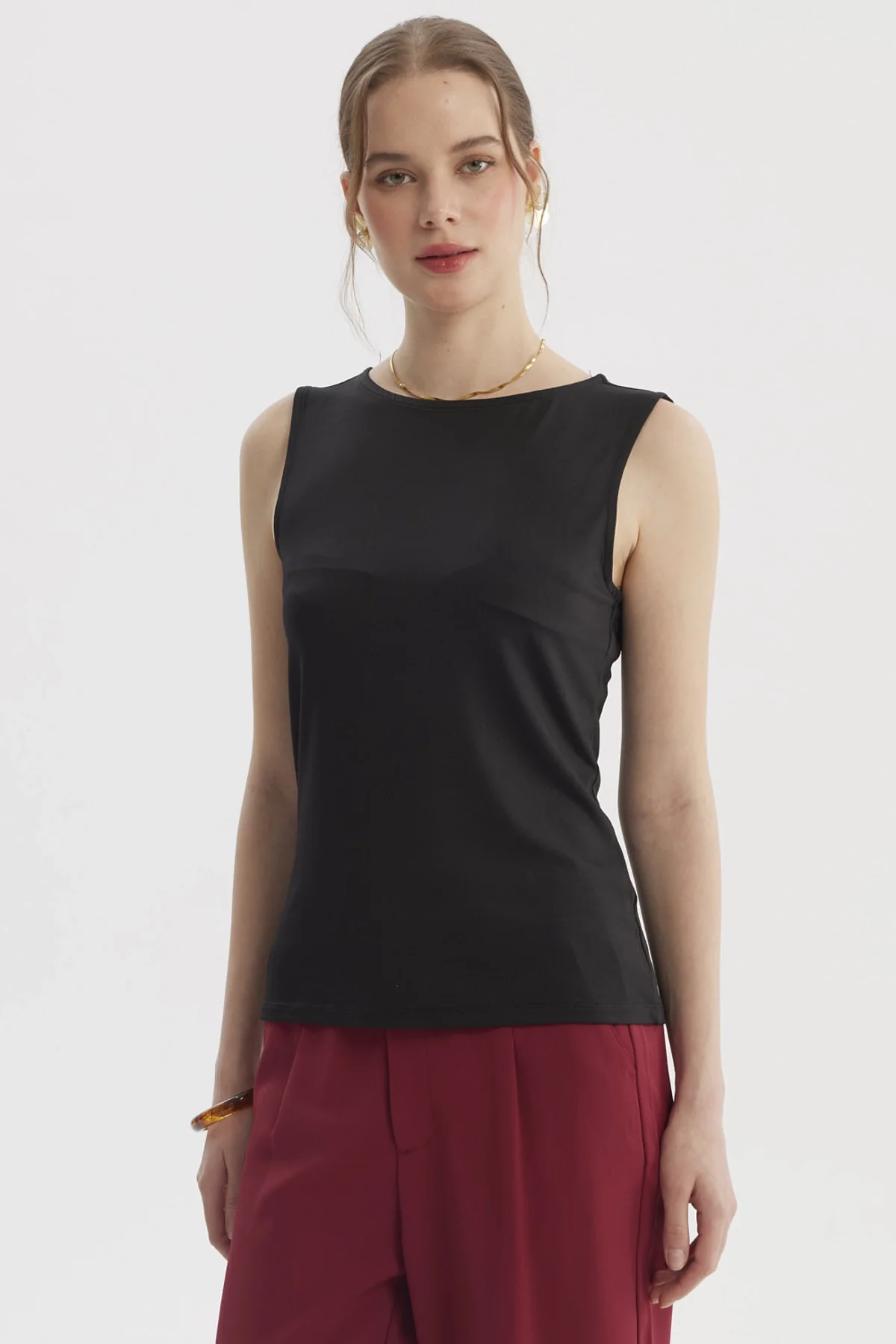 Polera Mujer Bote Lisa Negro - Image 2