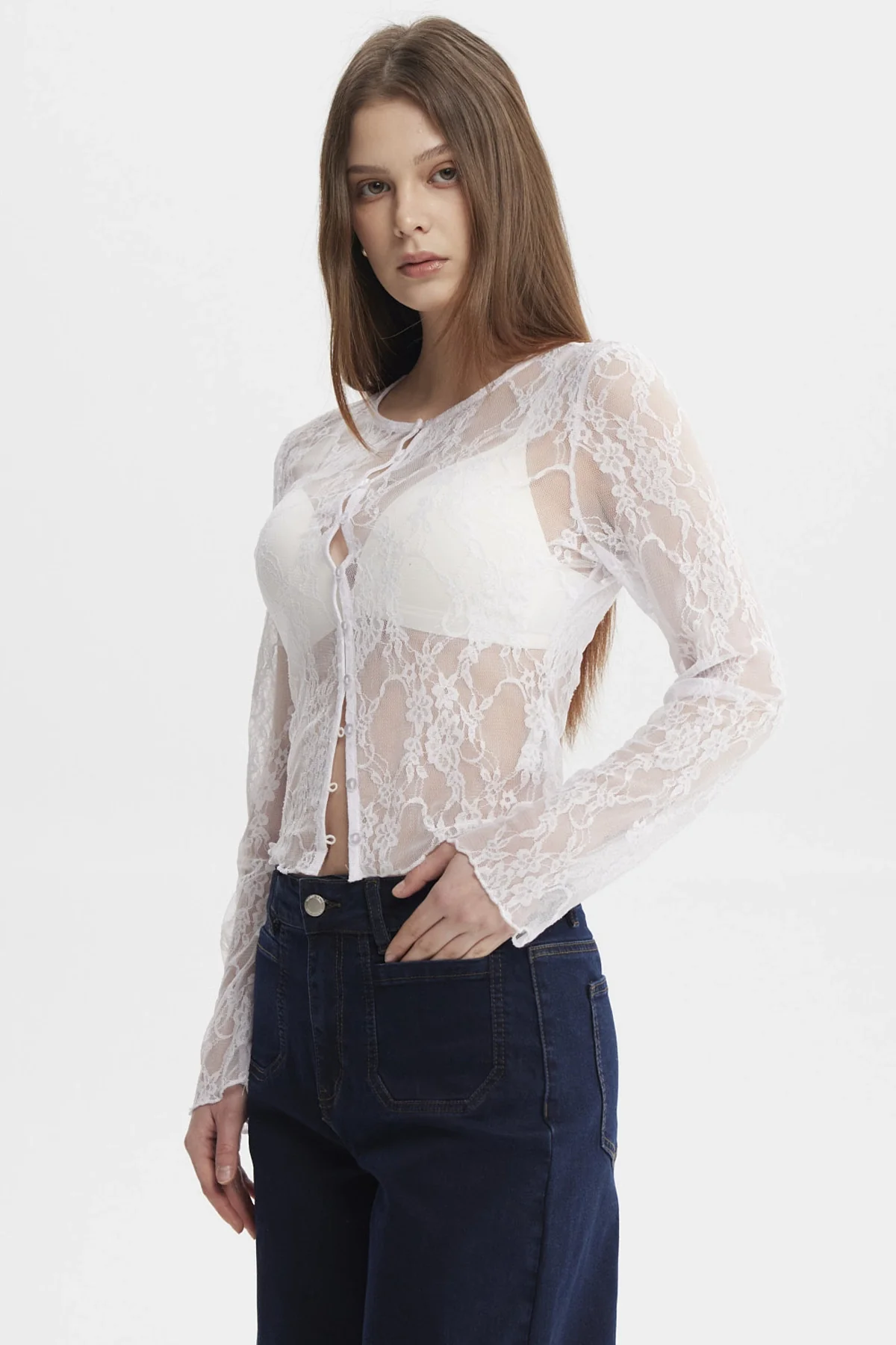 Polera Mujer Botones Blanco - Image 2