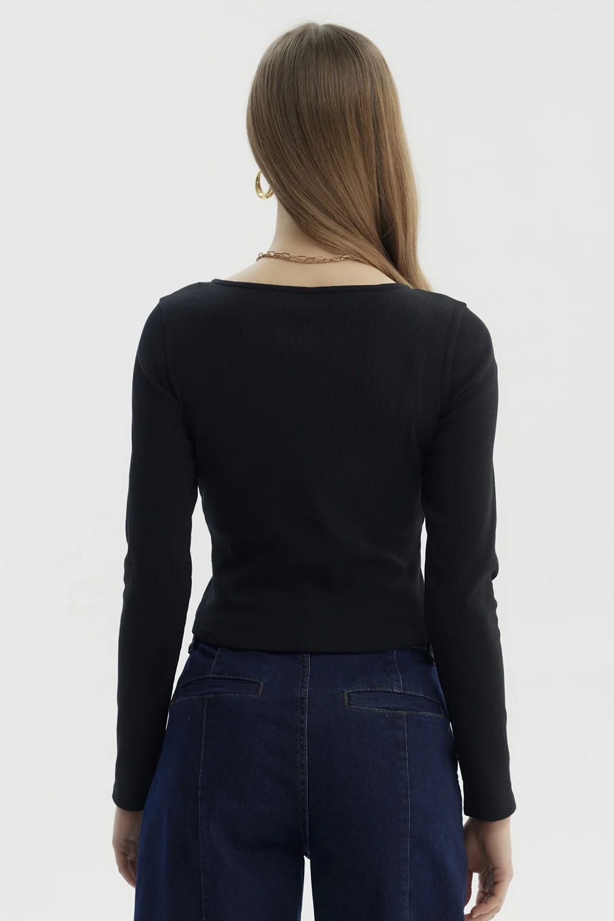 Polera Mujer Cierre Delantero Negro - Image 3