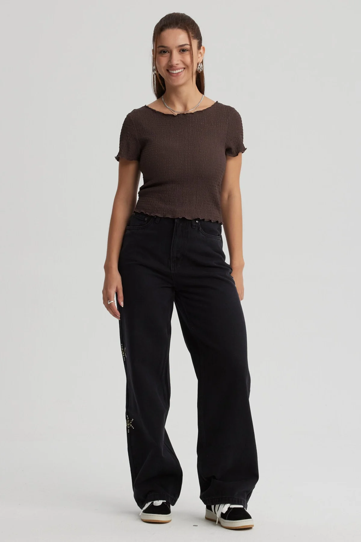 Polera Mujer Con Bardot Detalles Café Oscuro - Image 4