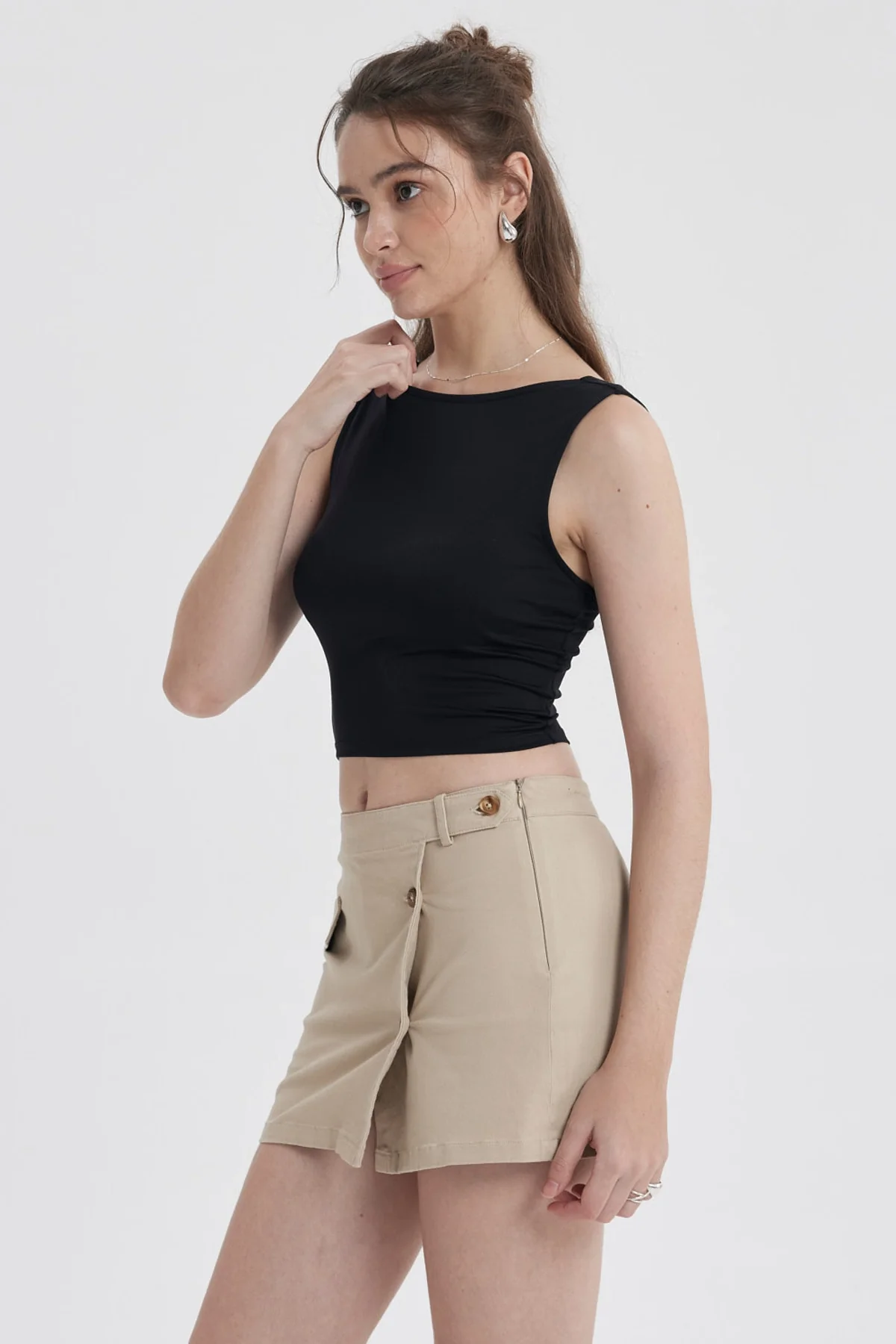 Polera Mujer Con Bote Abertura Negro - Image 2