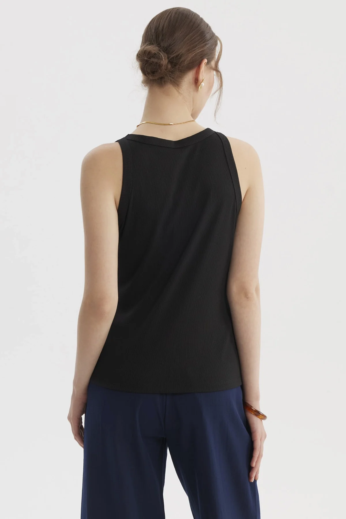 Polera Mujer Con Bote Pabilo Rib Negro - Image 3