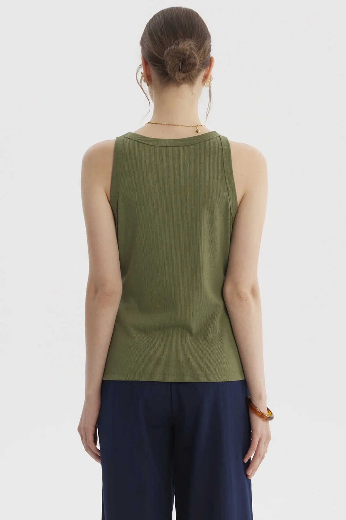 Polera Mujer Con Bote Pabilo Rib Verde Olivo - Image 3