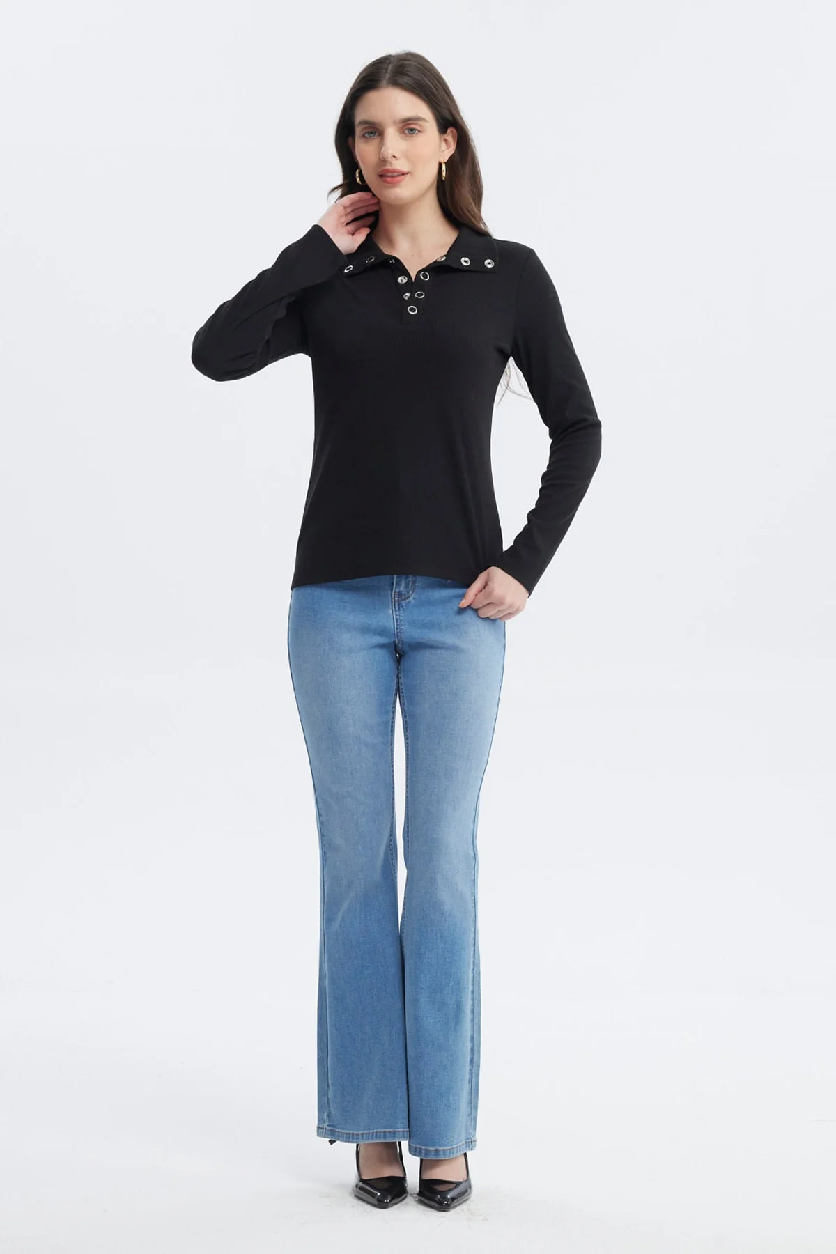 Polera Mujer Con Botón Negro - Image 4