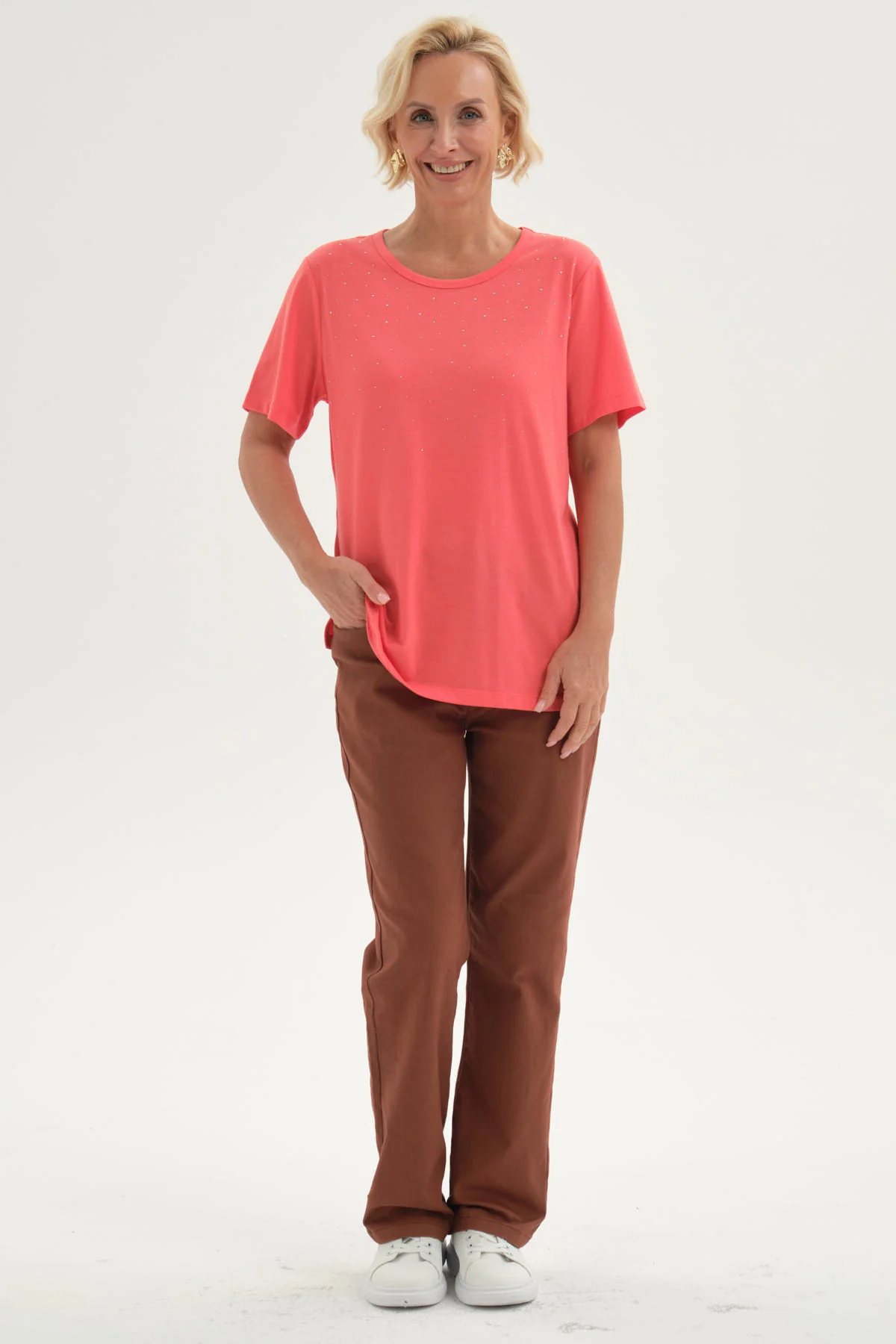 Polera Mujer Con Tachas Coral - Image 4