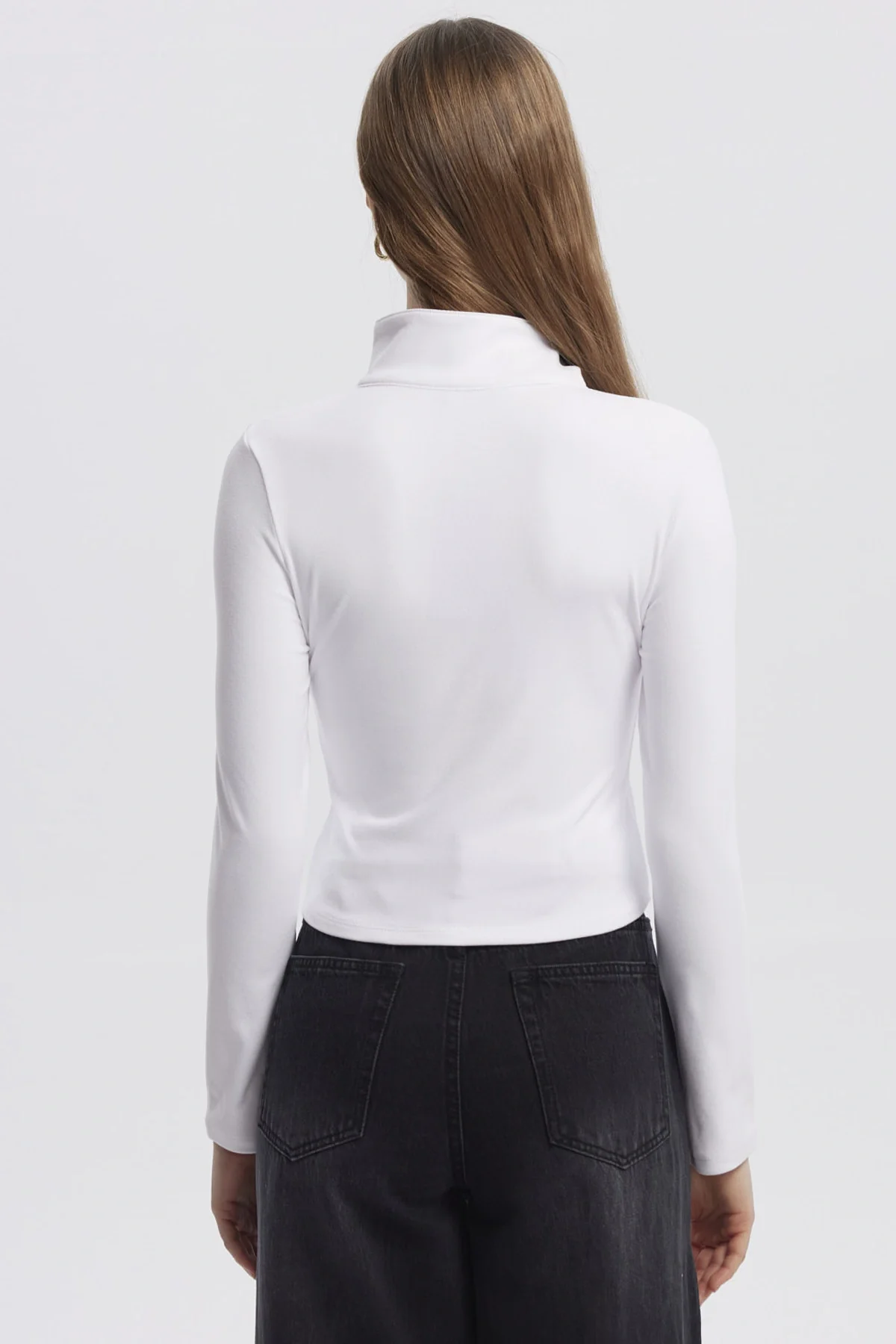 Polera Mujer Con Zipper Blanco - Image 3