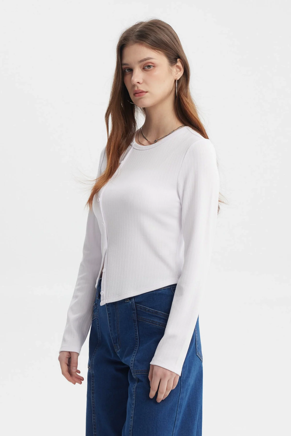 Polera Mujer Corte Diagonal Blanco - Image 2