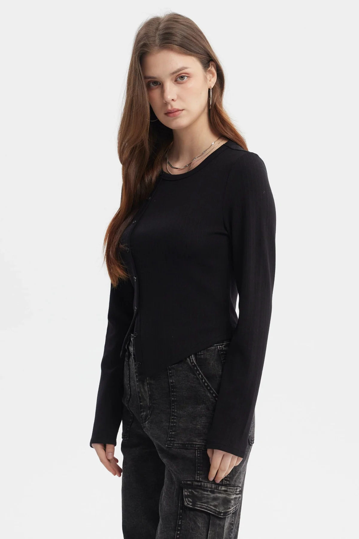 Polera Mujer Corte Diagonal Negro - Image 2