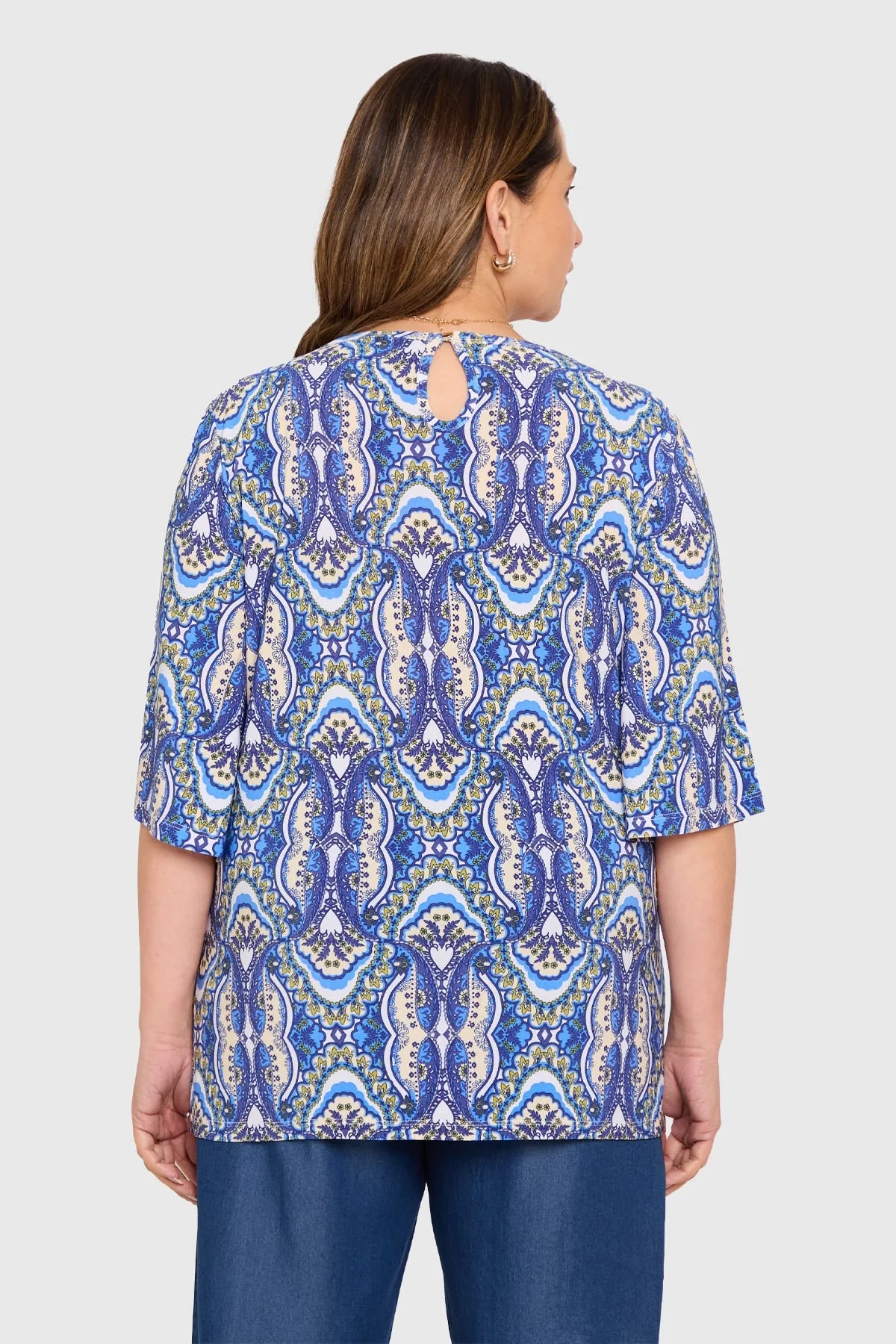 Polera Mujer Corte En Hombros Azul - Image 3