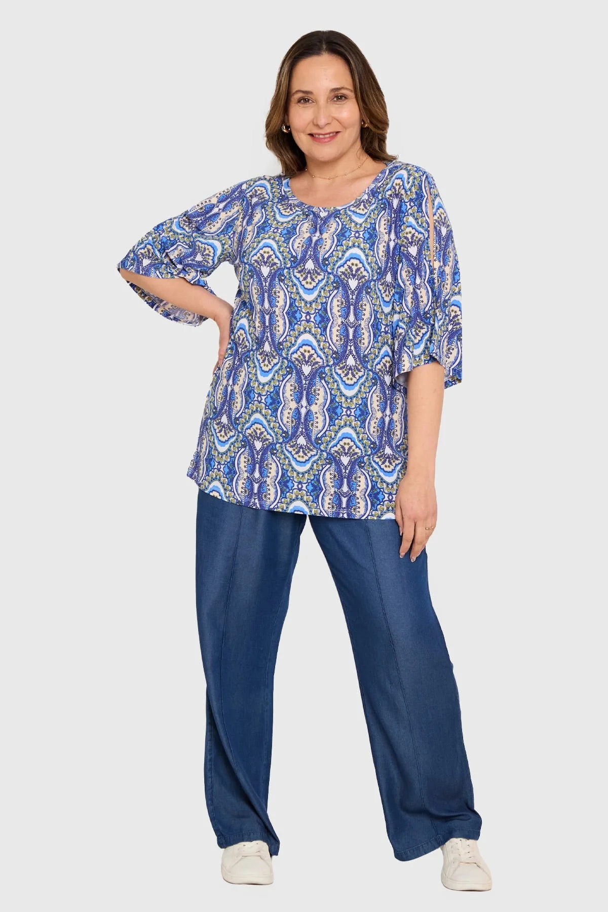 Polera Mujer Corte En Hombros Azul - Image 4
