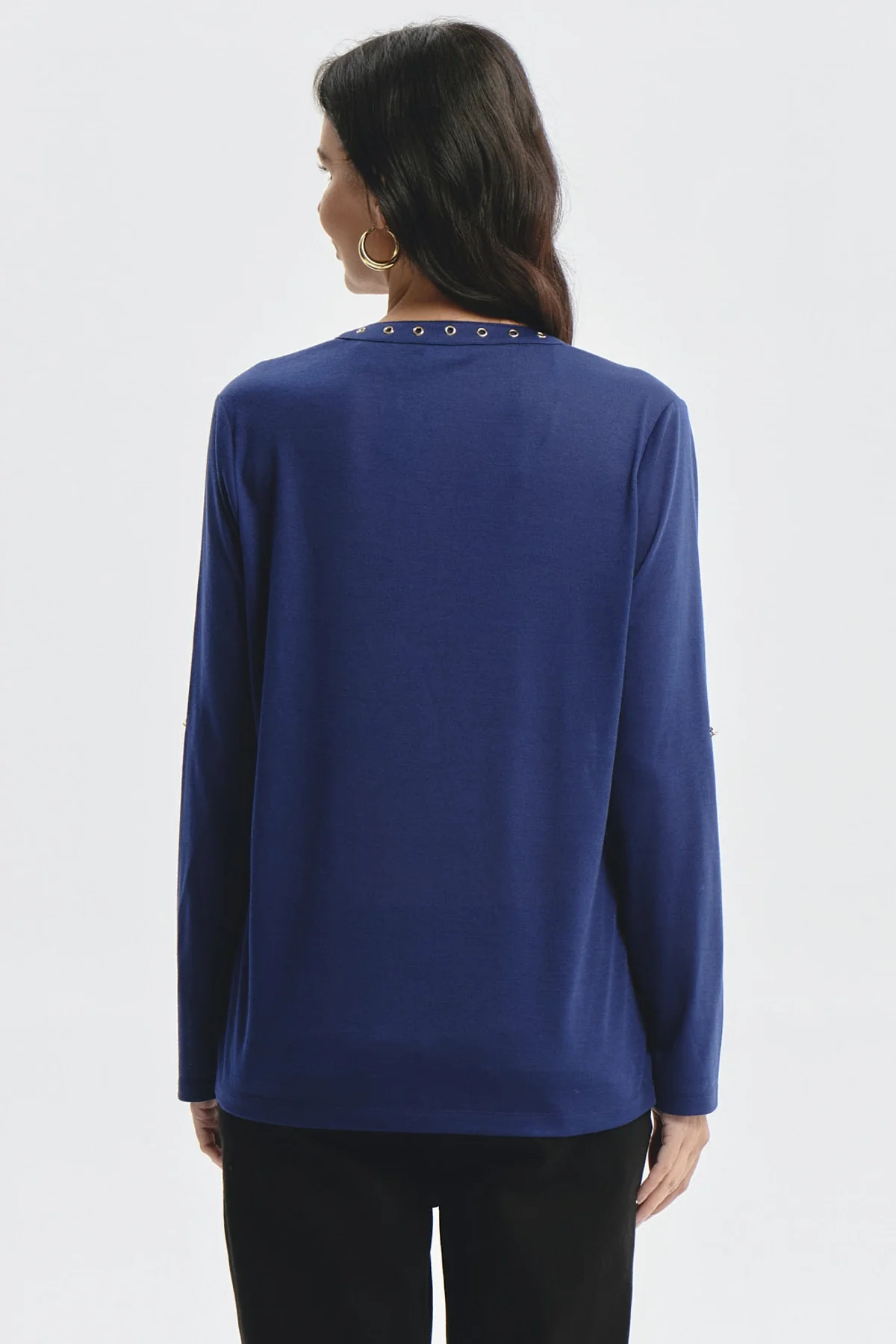 Polera Mujer Cuello Abotónado Azul - Image 3