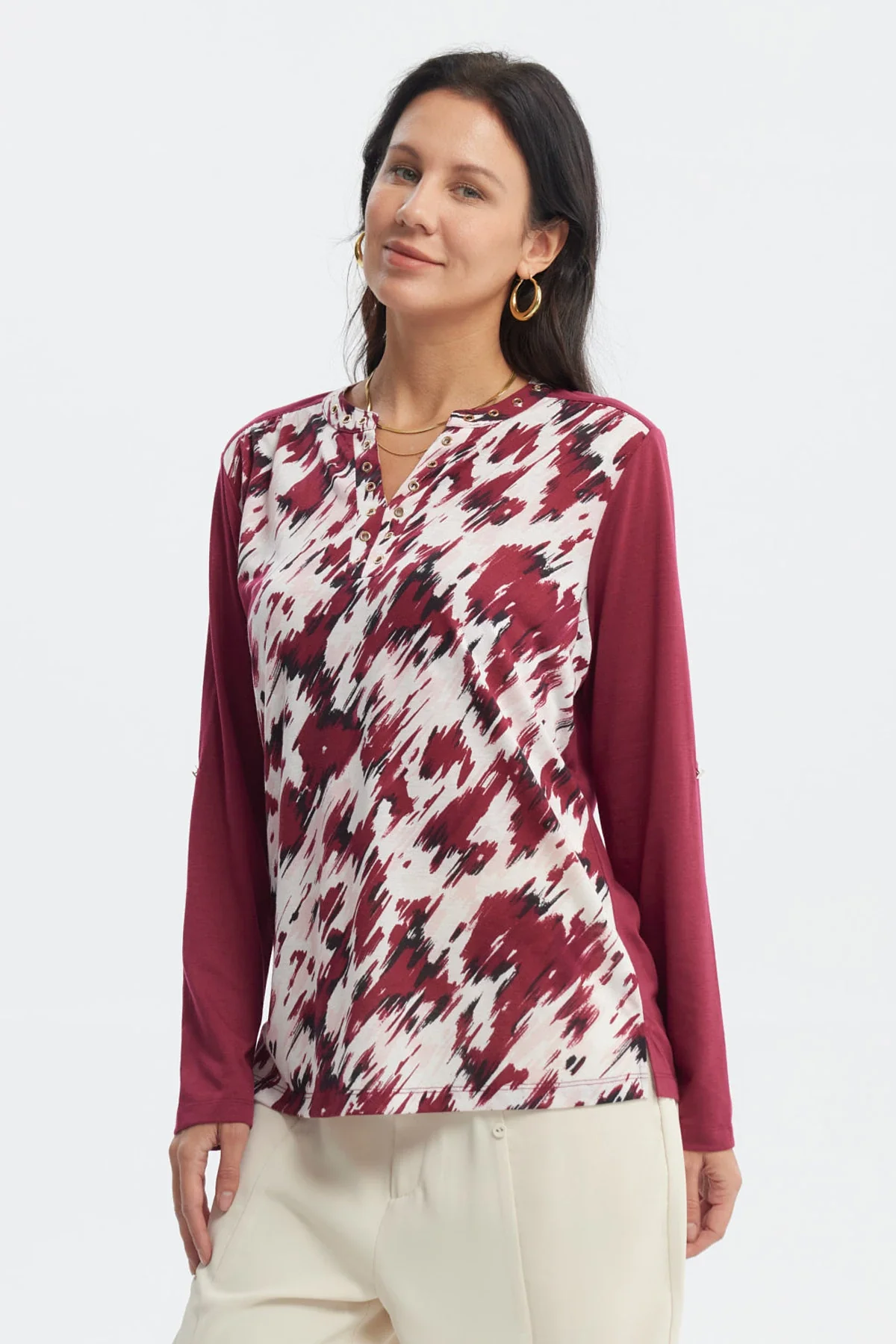 Polera Mujer Cuello Abotónado Rojo - Image 2