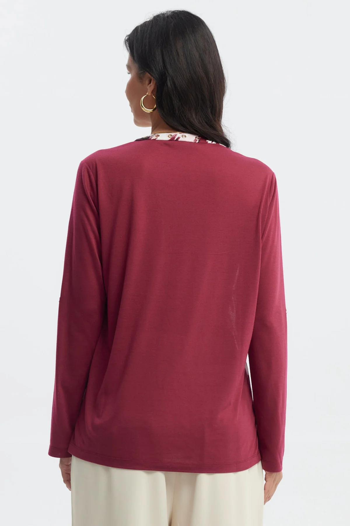 Polera Mujer Cuello Abotónado Rojo - Image 3
