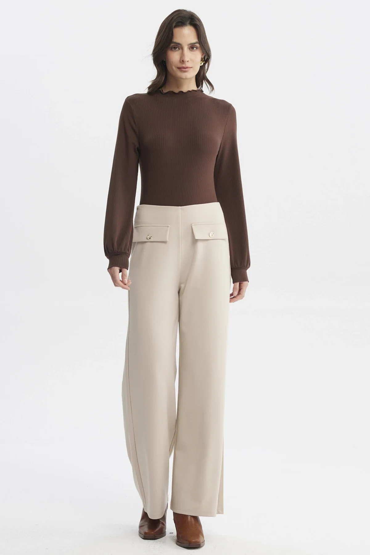 Polera Mujer Cuello Alto Chocolate - Image 4