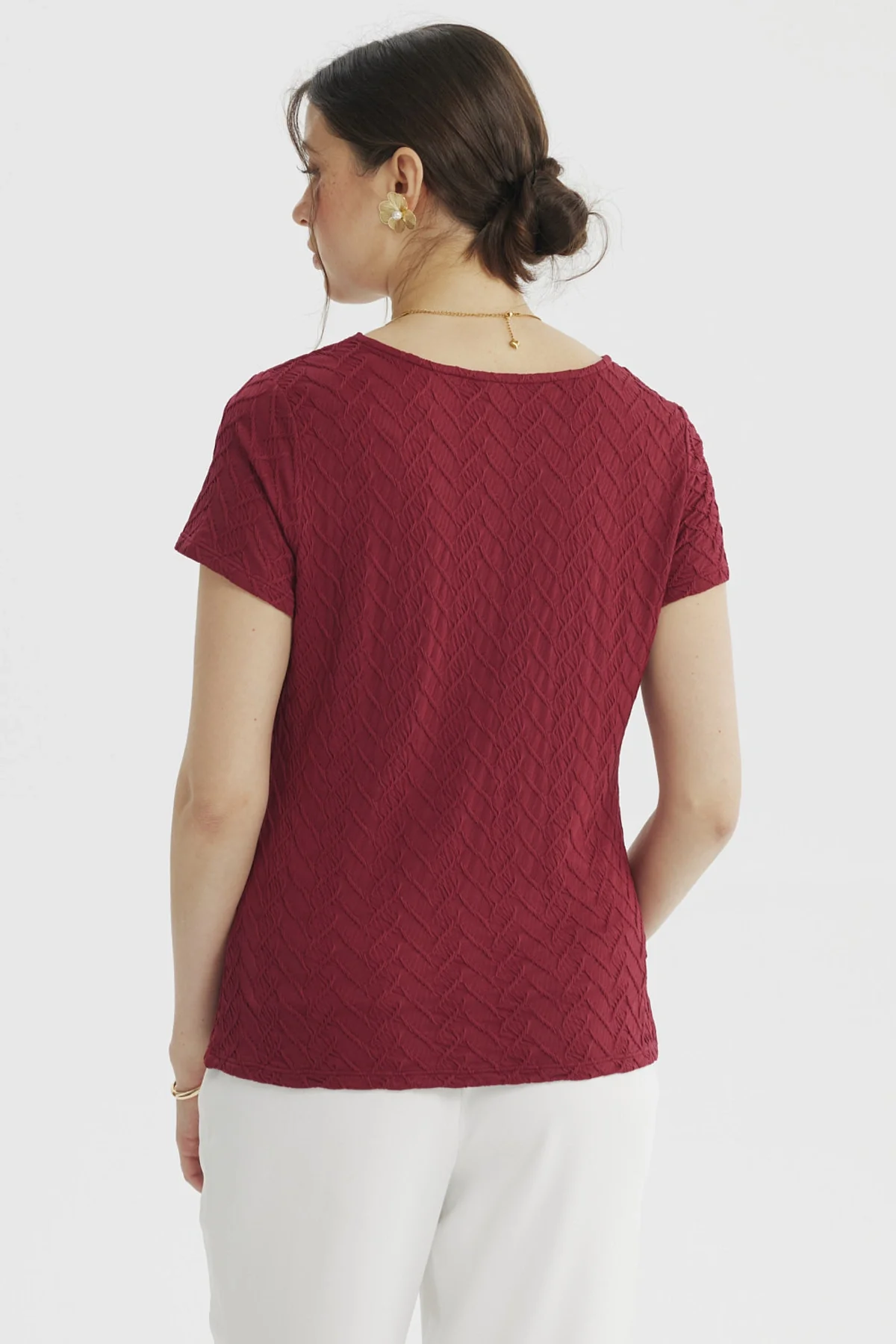 Polera Mujer Cuello Asimétrico Burdeo - Image 3