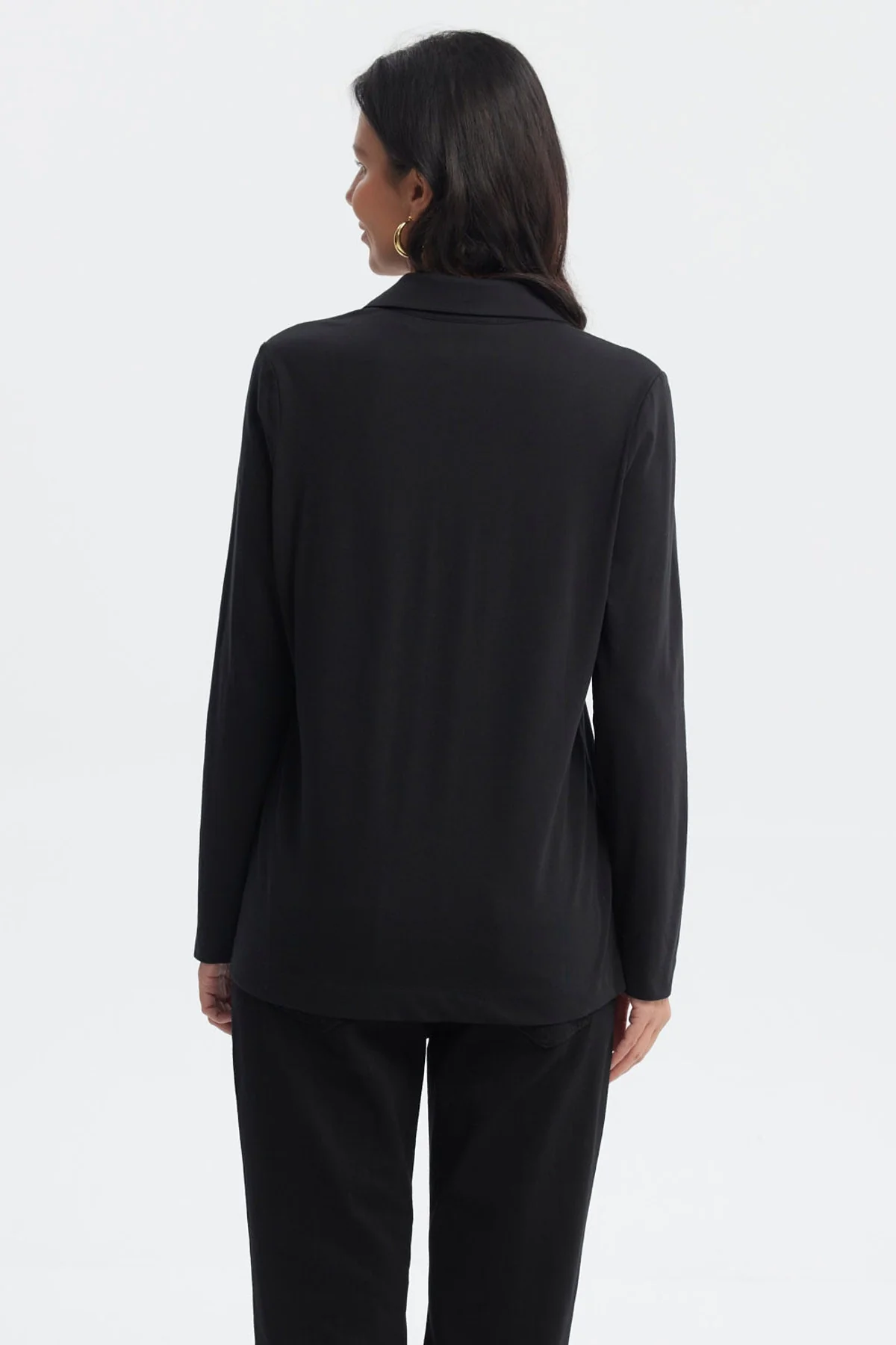 Polera Mujer Cuello Camisero Negro - Image 3