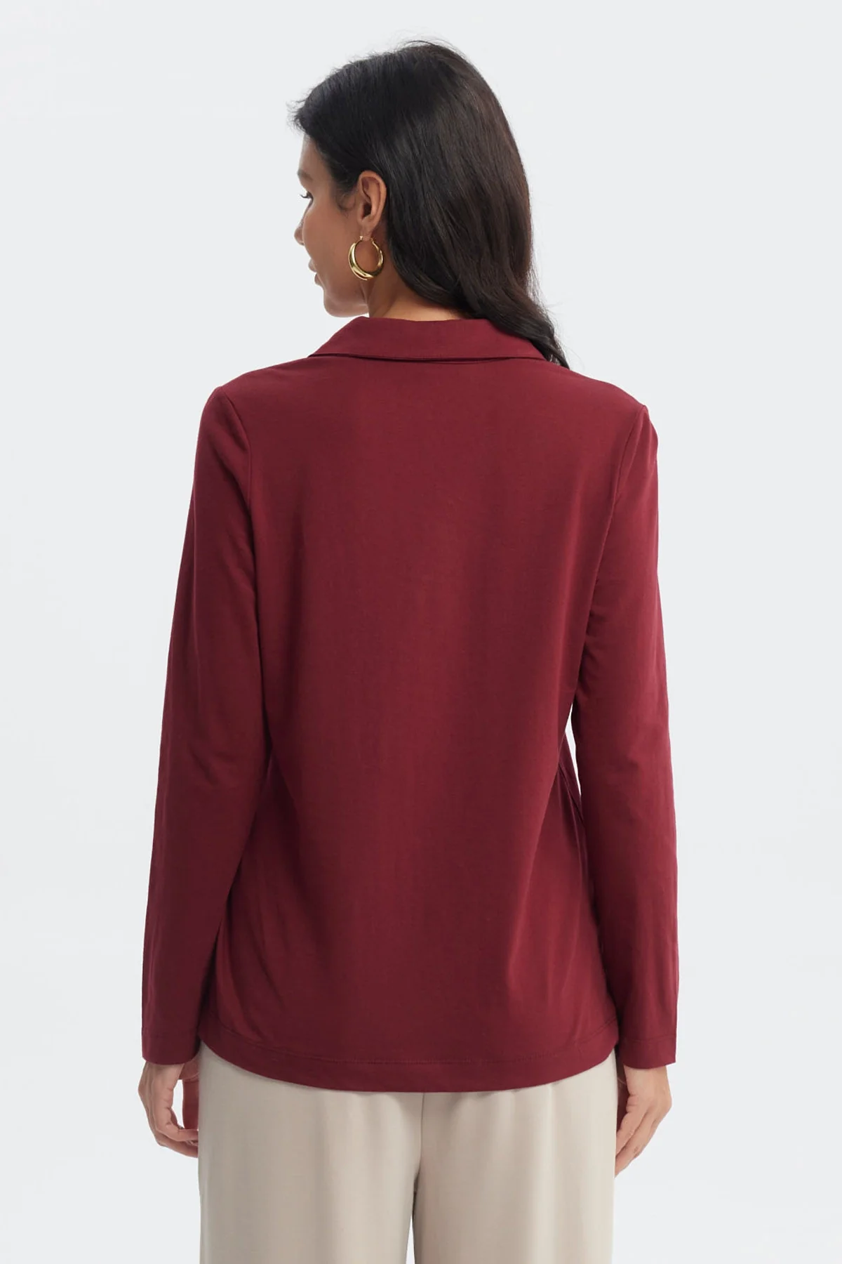 Polera Mujer Cuello Camisero Rojo - Image 3