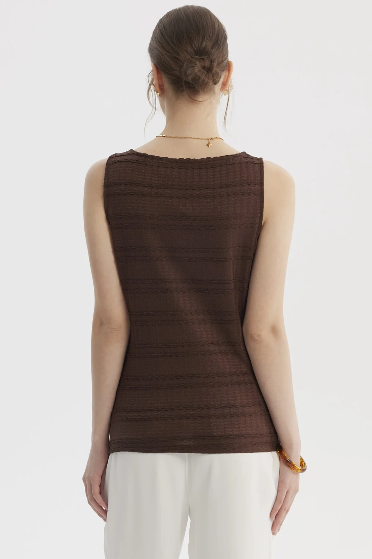 Polera Mujer Cuello Cuadrado Café - Image 3