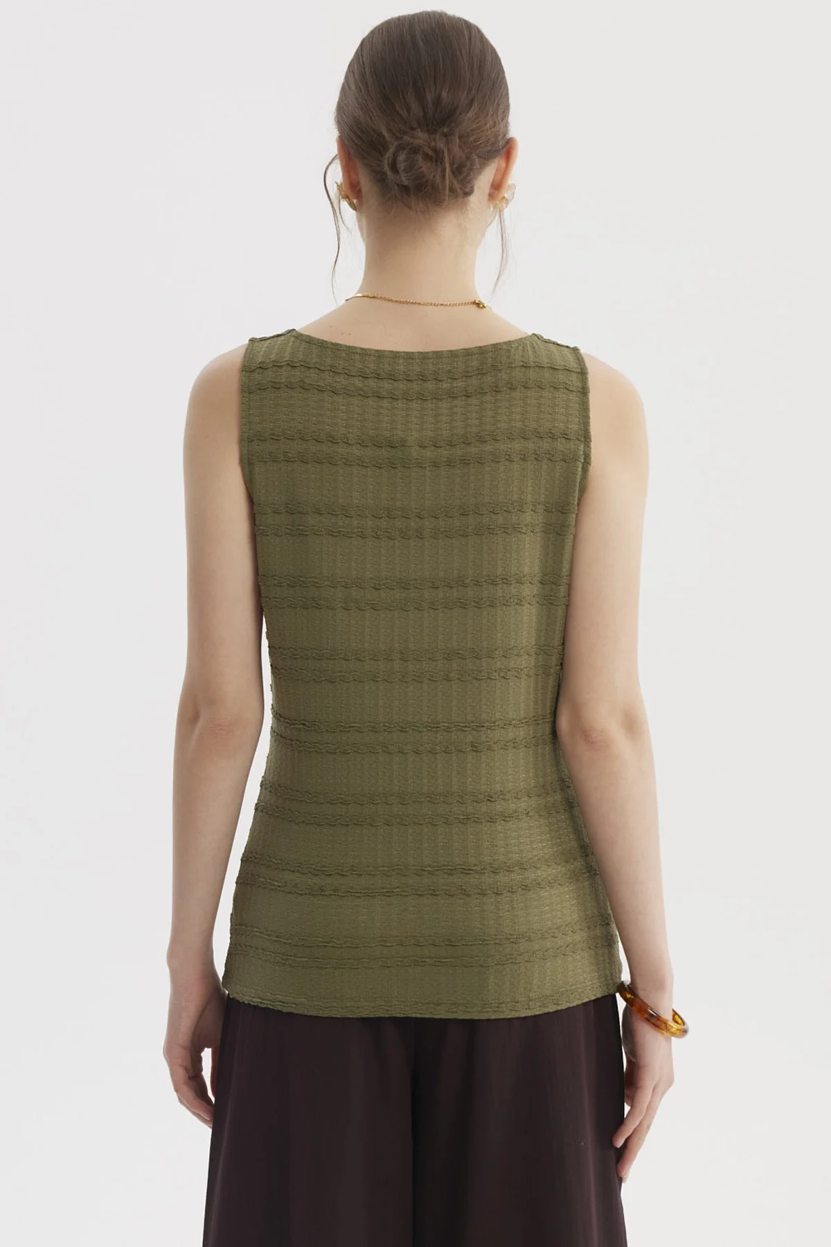 Polera Mujer Cuello Cuadrado Verde Olivo - Image 3