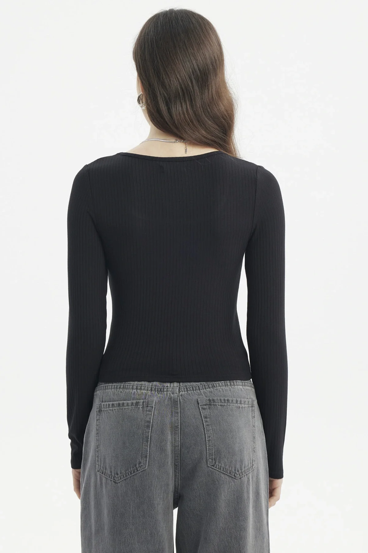 Polera Mujer Cuello Redondo Negro - Image 3