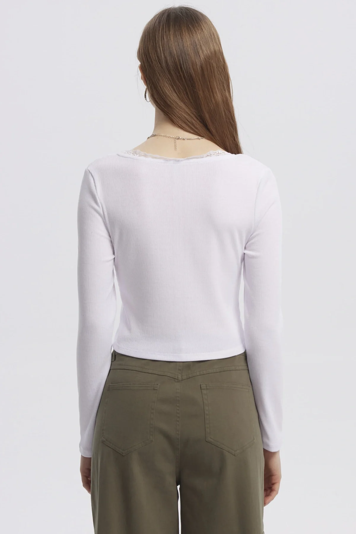 Polera Mujer Cuello V Ajustado Blanco - Image 3