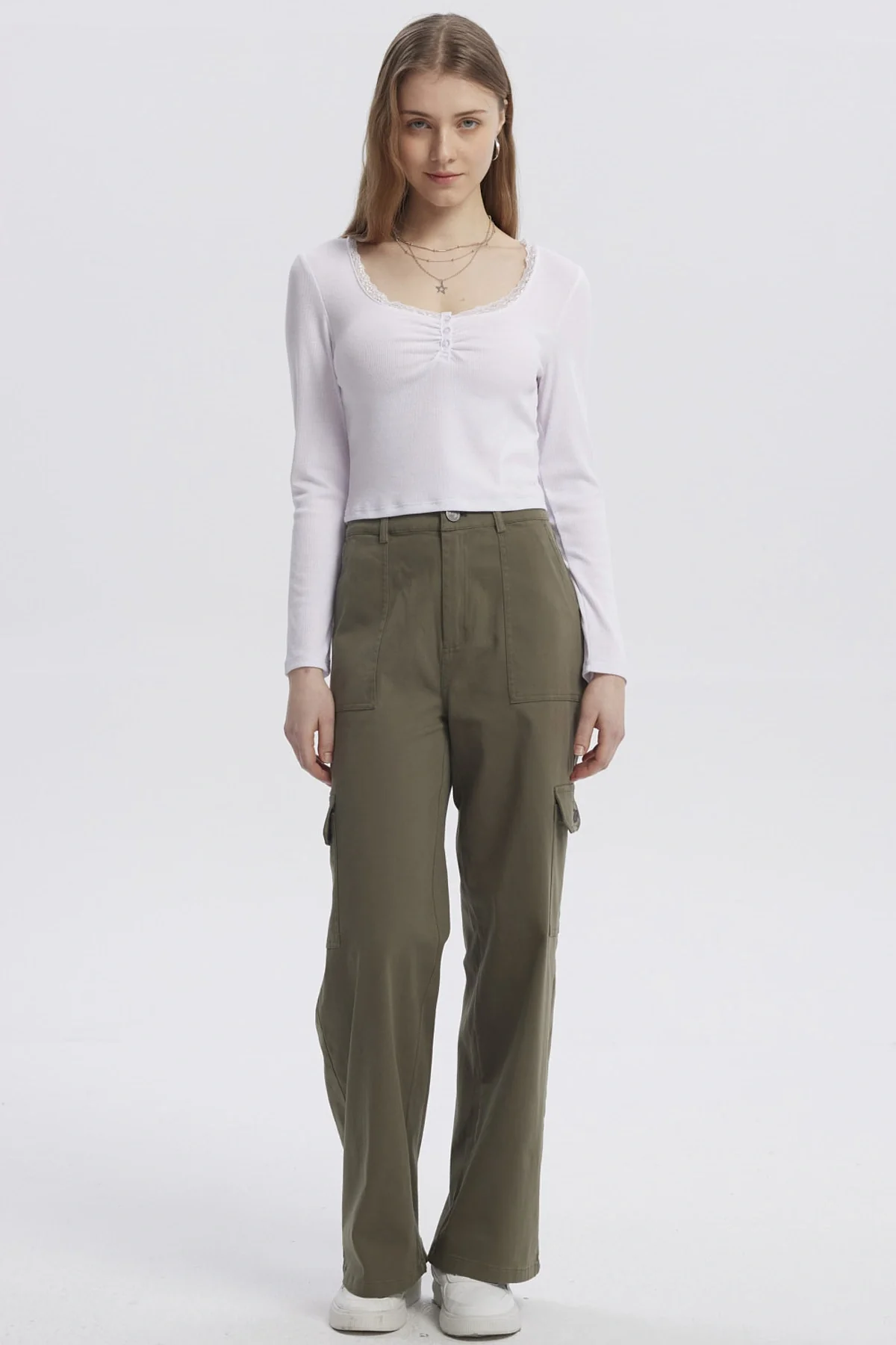 Polera Mujer Cuello V Ajustado Blanco - Image 4
