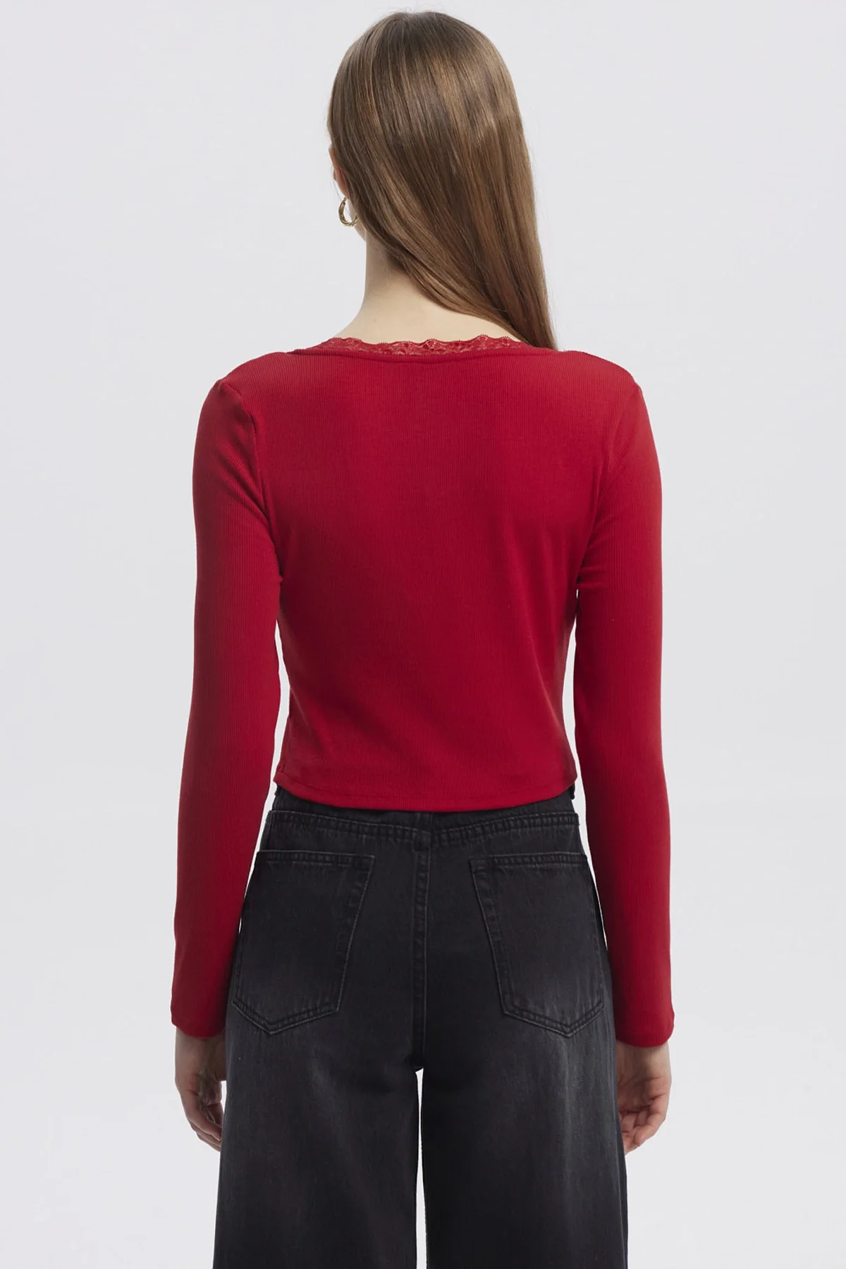 Polera Mujer Cuello V Ajustado Rojo - Image 3