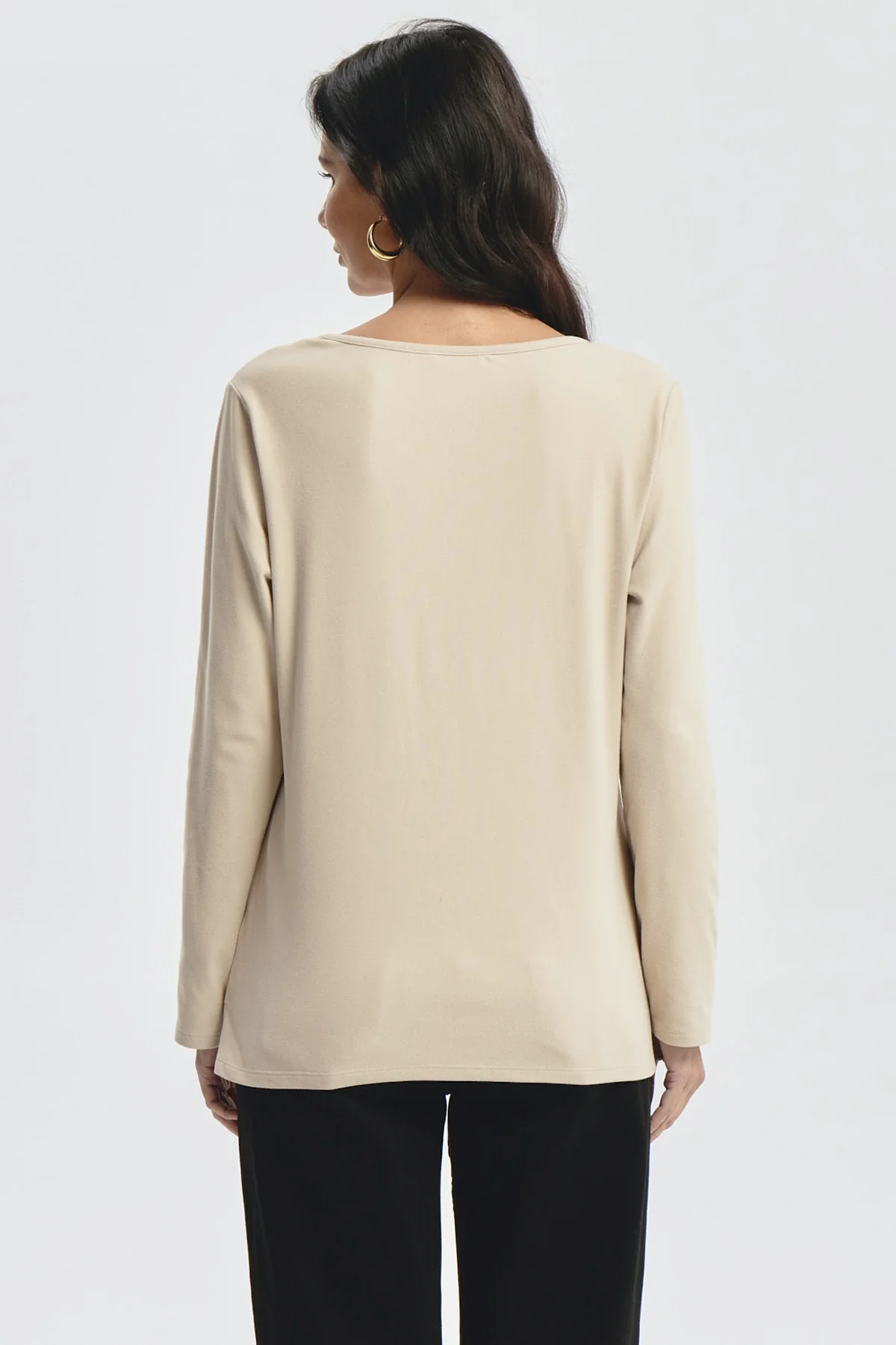 Polera Mujer Detalle Cuello Beige Oscuro - Image 3