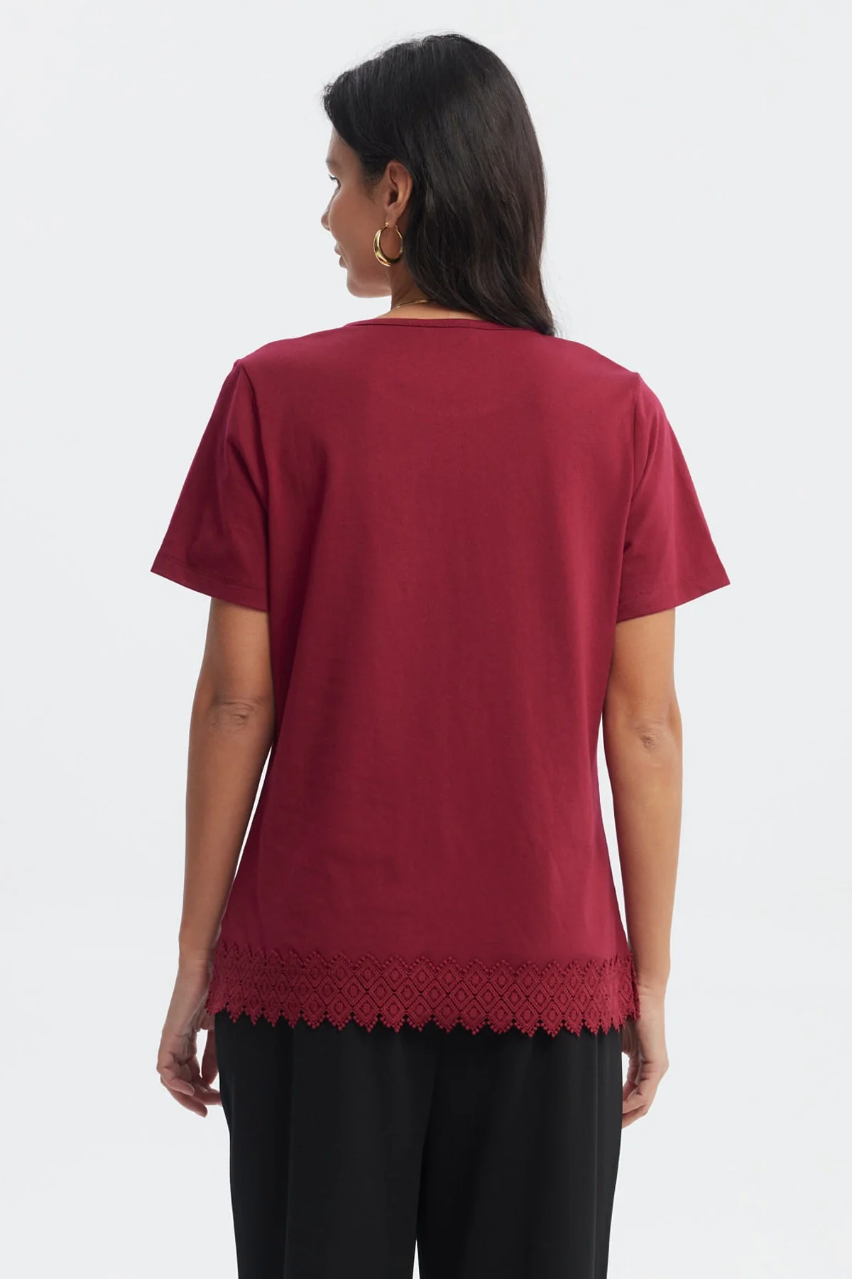 Polera Mujer Detalle Cuello Rojo - Image 3