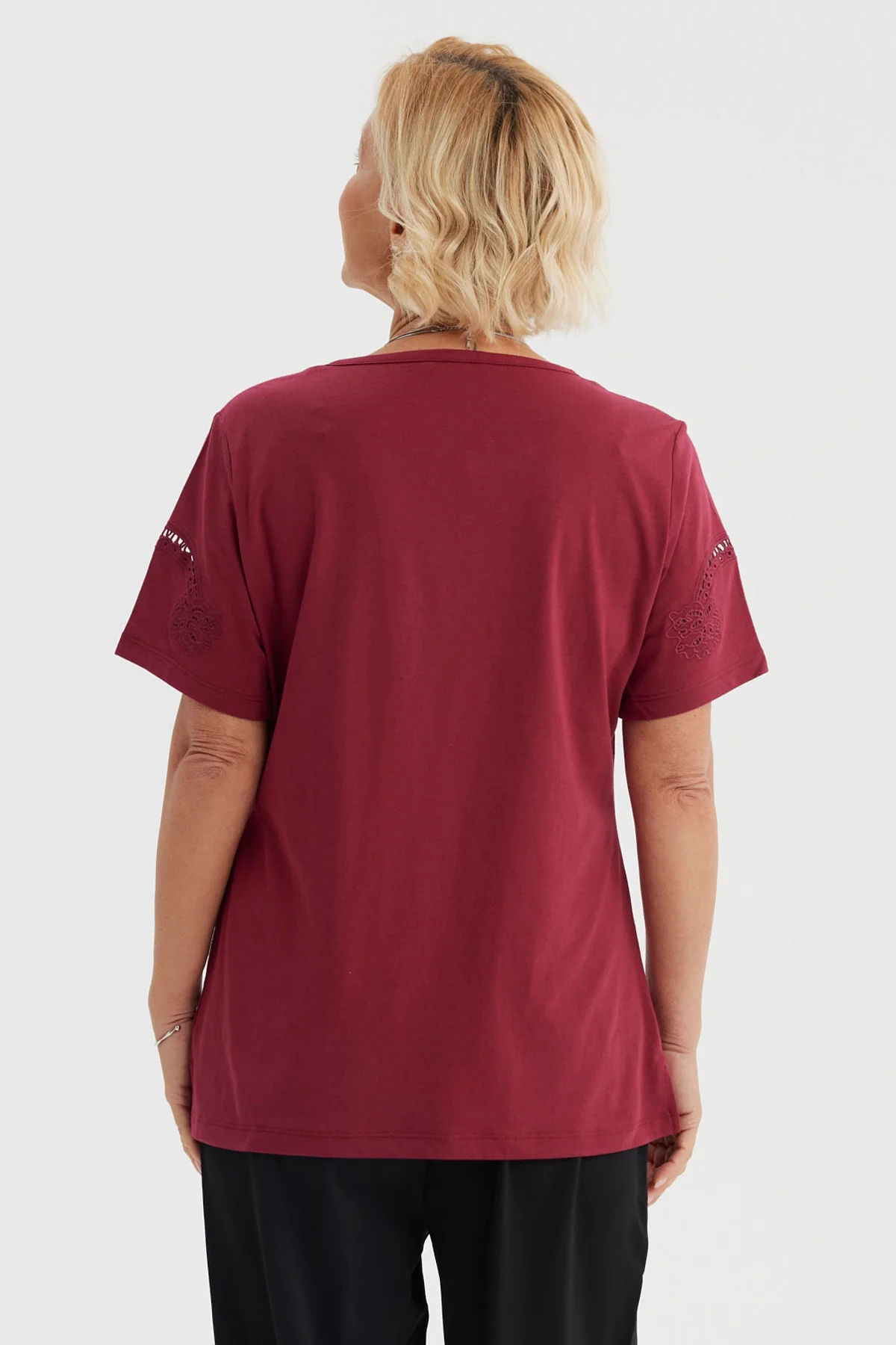 Polera Mujer Detalle Mangas Rojo - Image 3