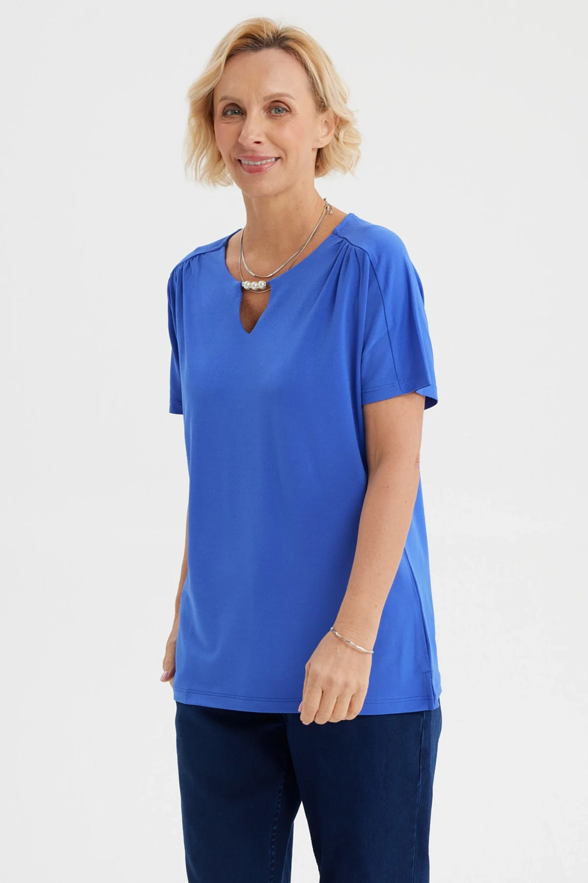 Polera Mujer Detalle Perlas Azulino - Image 2