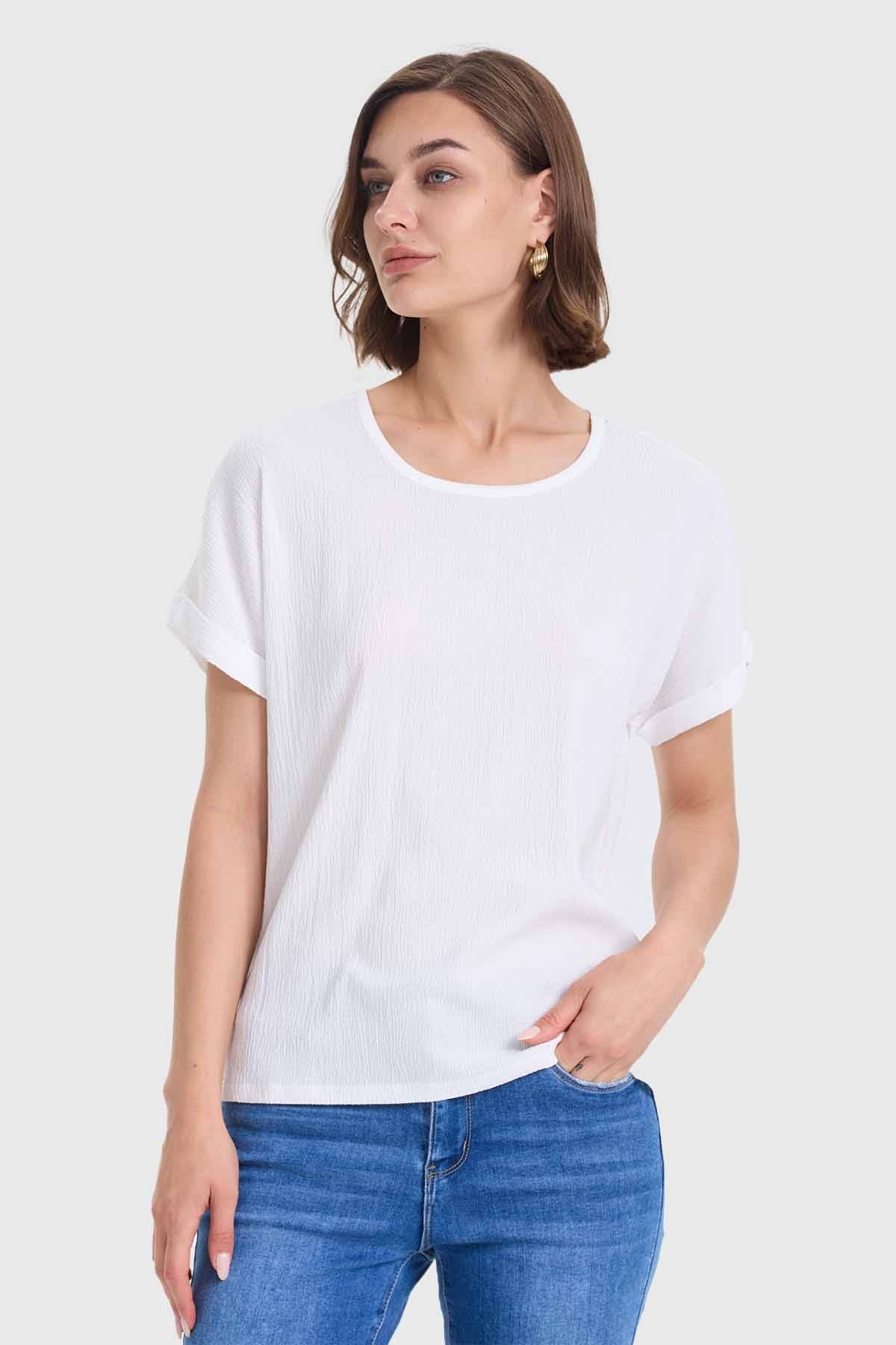 Polera Mujer Dobladillo En Manga Crudo - Image 2