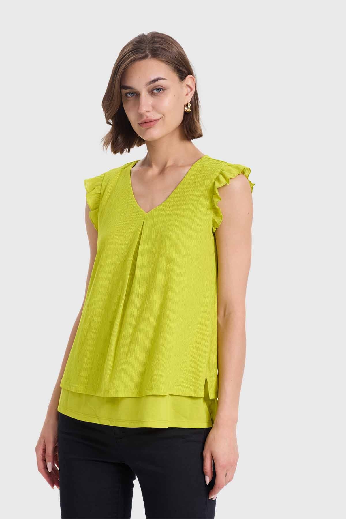 Polera Mujer Doble Capa Y Pinza Verde - Image 2