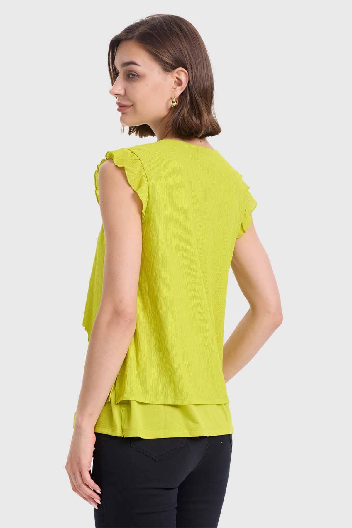 Polera Mujer Doble Capa Y Pinza Verde - Image 3