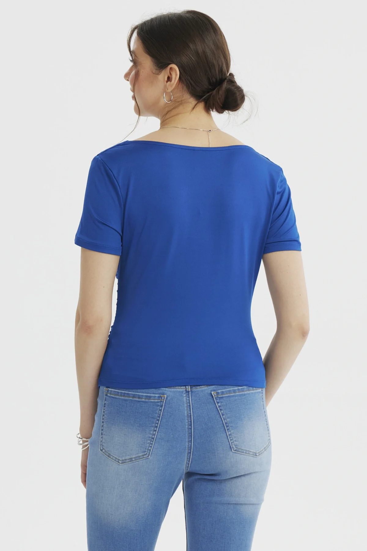 Polera Mujer Drapeado Basta Azul - Image 3