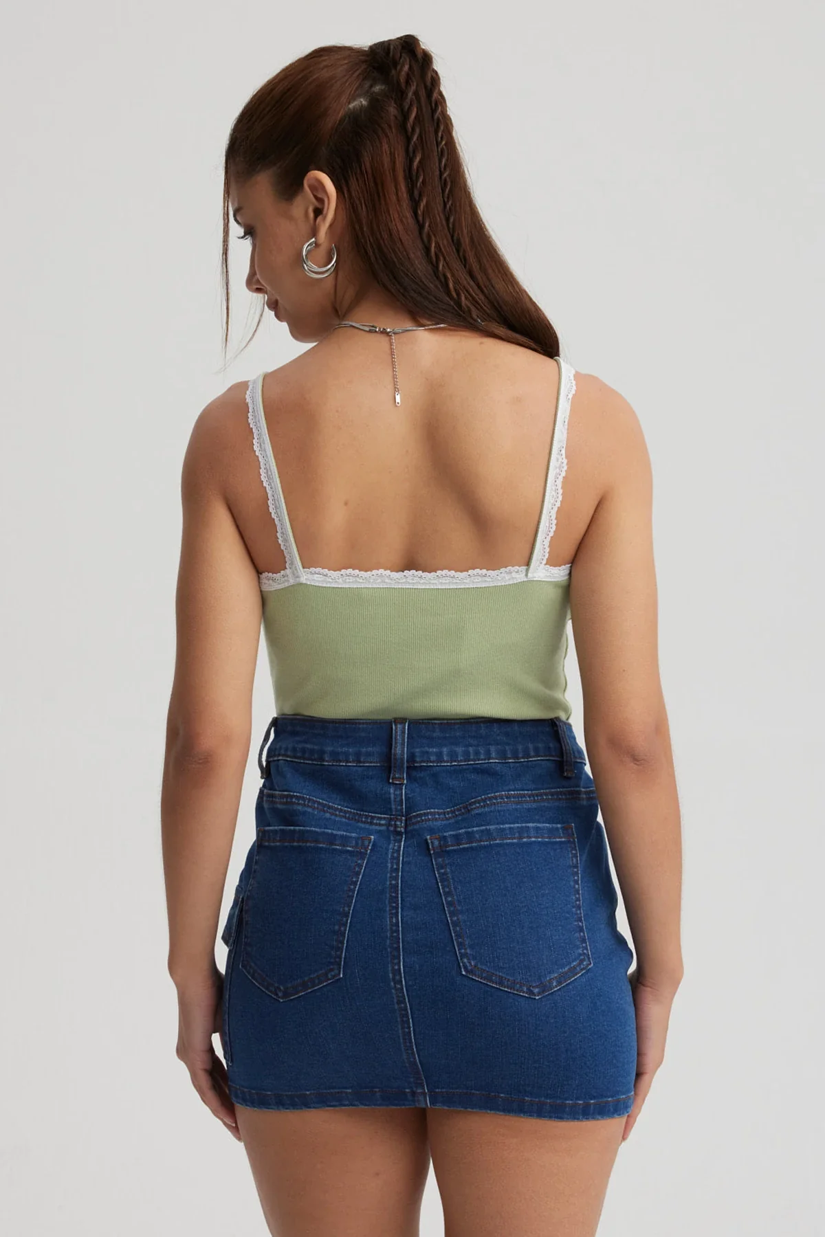 Polera Mujer Encaje Escote Verde Claro - Image 3