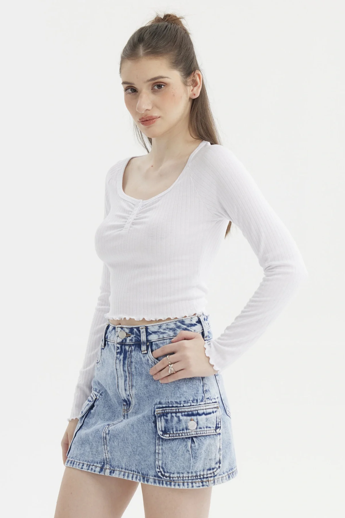 Polera Mujer Escote Abotonado Blanco - Image 2