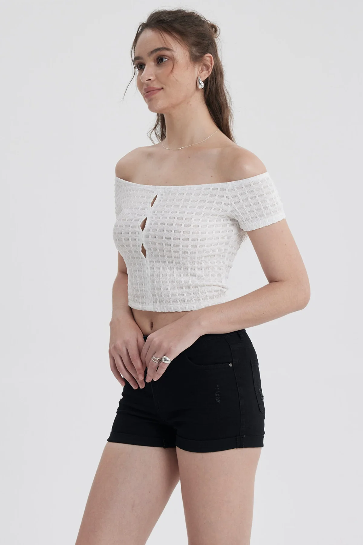 Polera Mujer Escote Bardot Blanco - Image 2