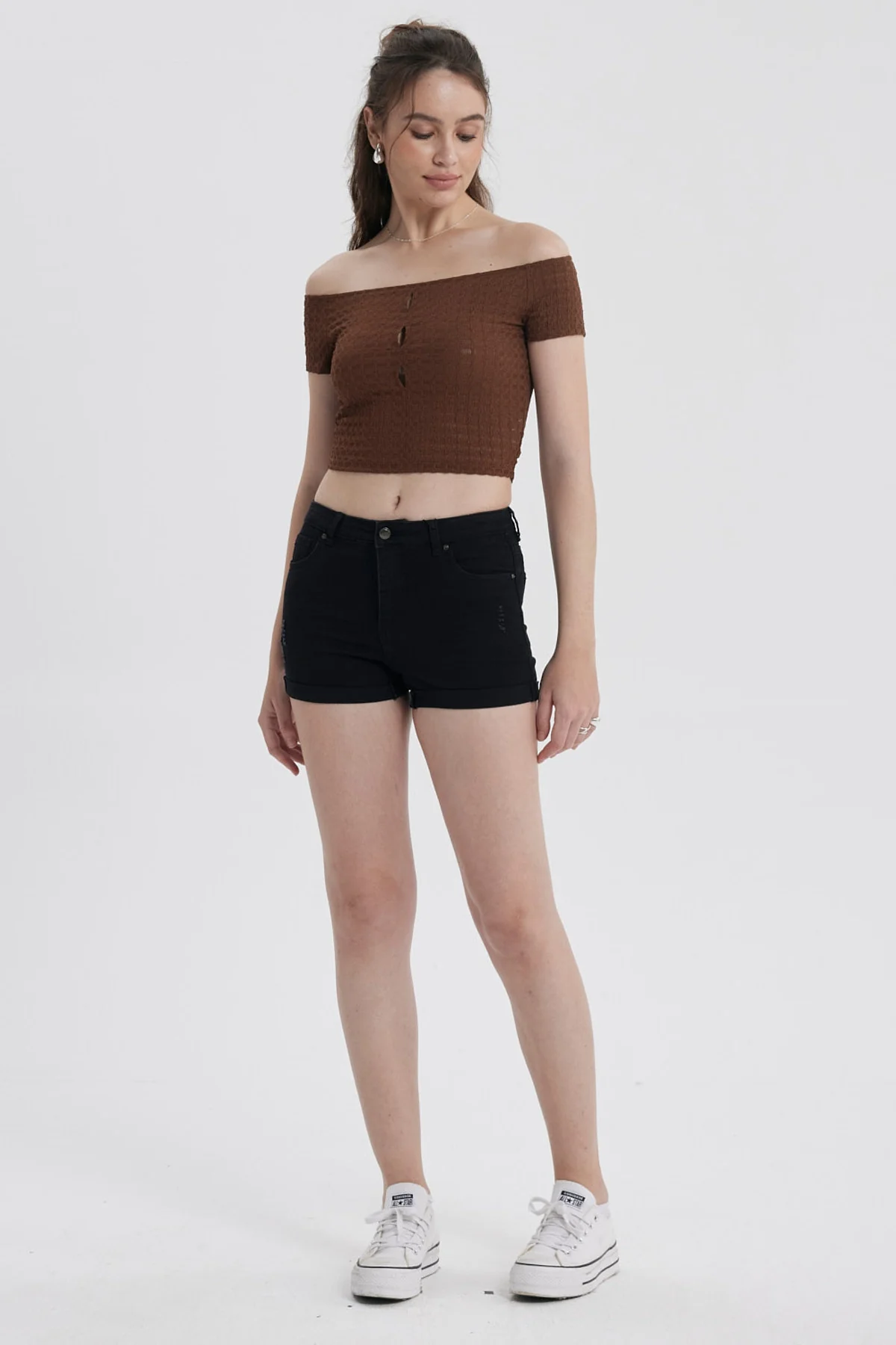 Polera Mujer Escote Bardot Café Oscuro - Image 4