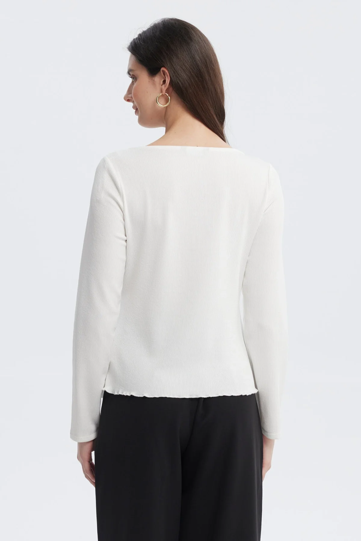 Polera Mujer Escote Cuadrado Aplicación Botones Crudo - Image 3