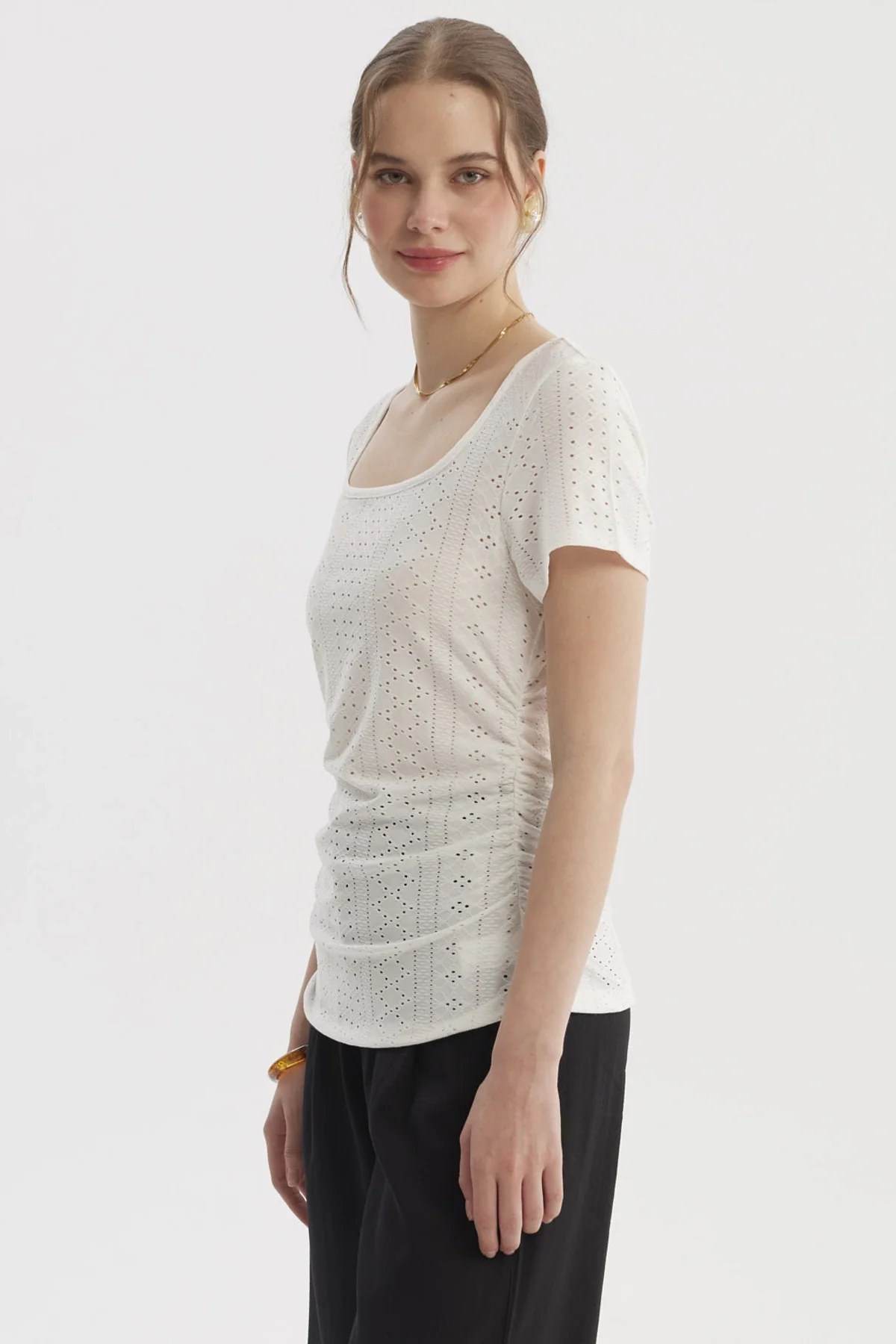 Polera Mujer Escote Cuadrado Crudo - Image 2