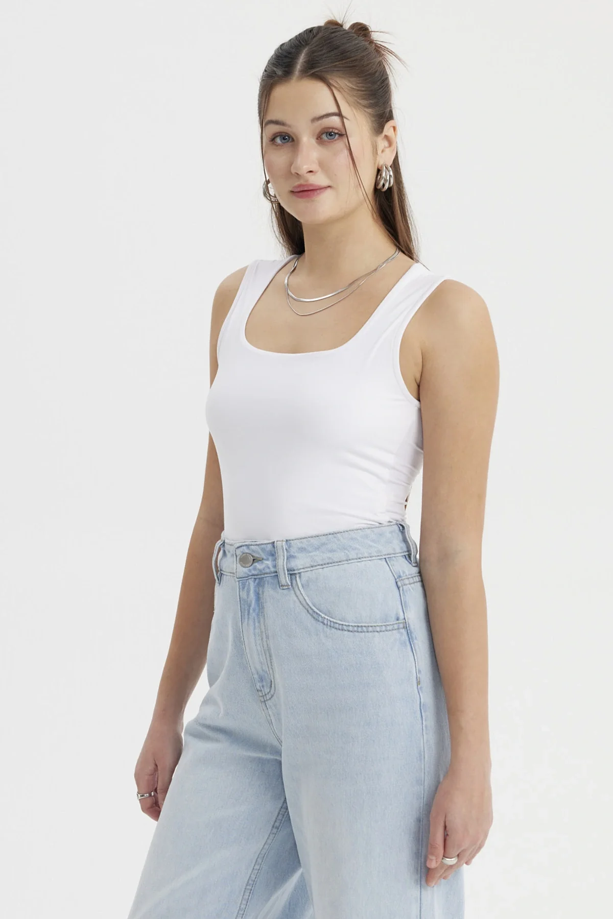 Polera Mujer Escote Cuadrado Liso Blanco - Image 2