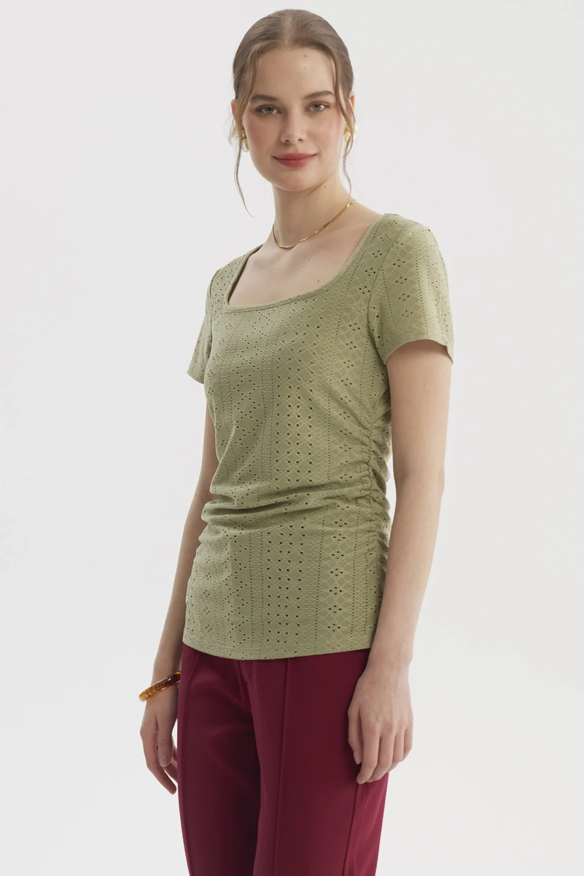 Polera Mujer Escote Cuadrado Verde - Image 2