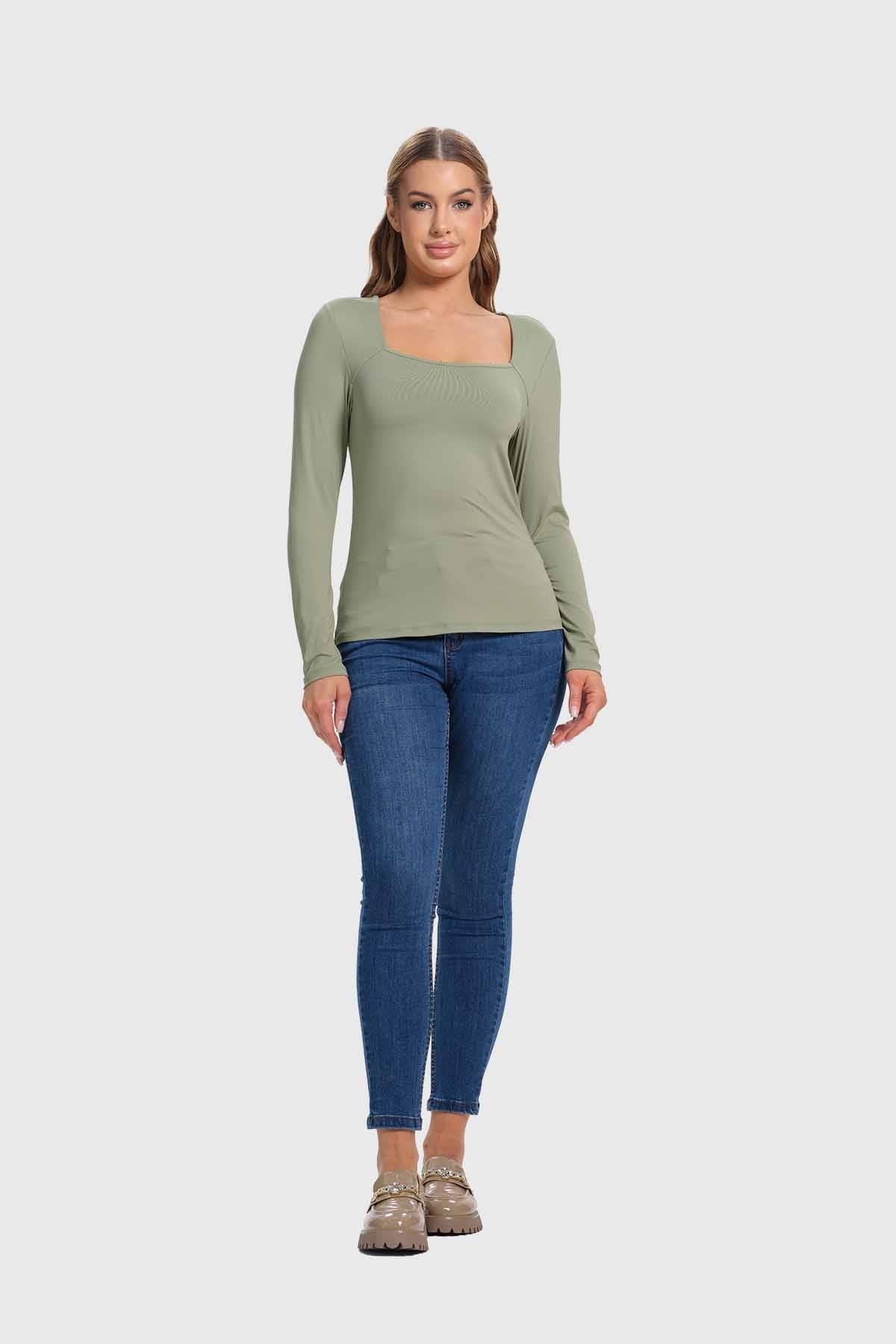 Polera Mujer Escote Cuadrado Verde - Image 4
