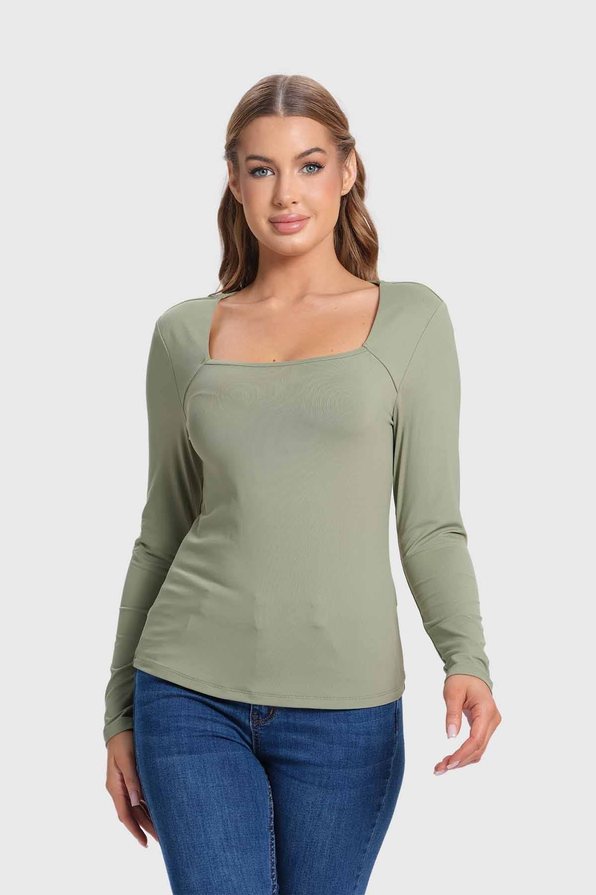 Polera Mujer Escote Cuadrado Verde - Image 5