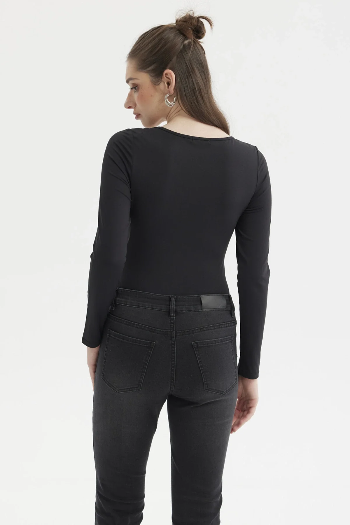 Polera Mujer Escote Recogido Negro - Image 3