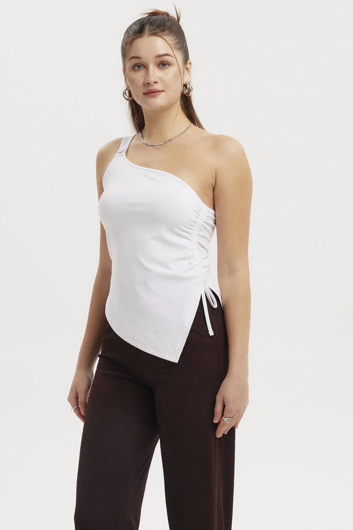 Polera Mujer Escote Y Basta Asimétrica Blanco - Image 2